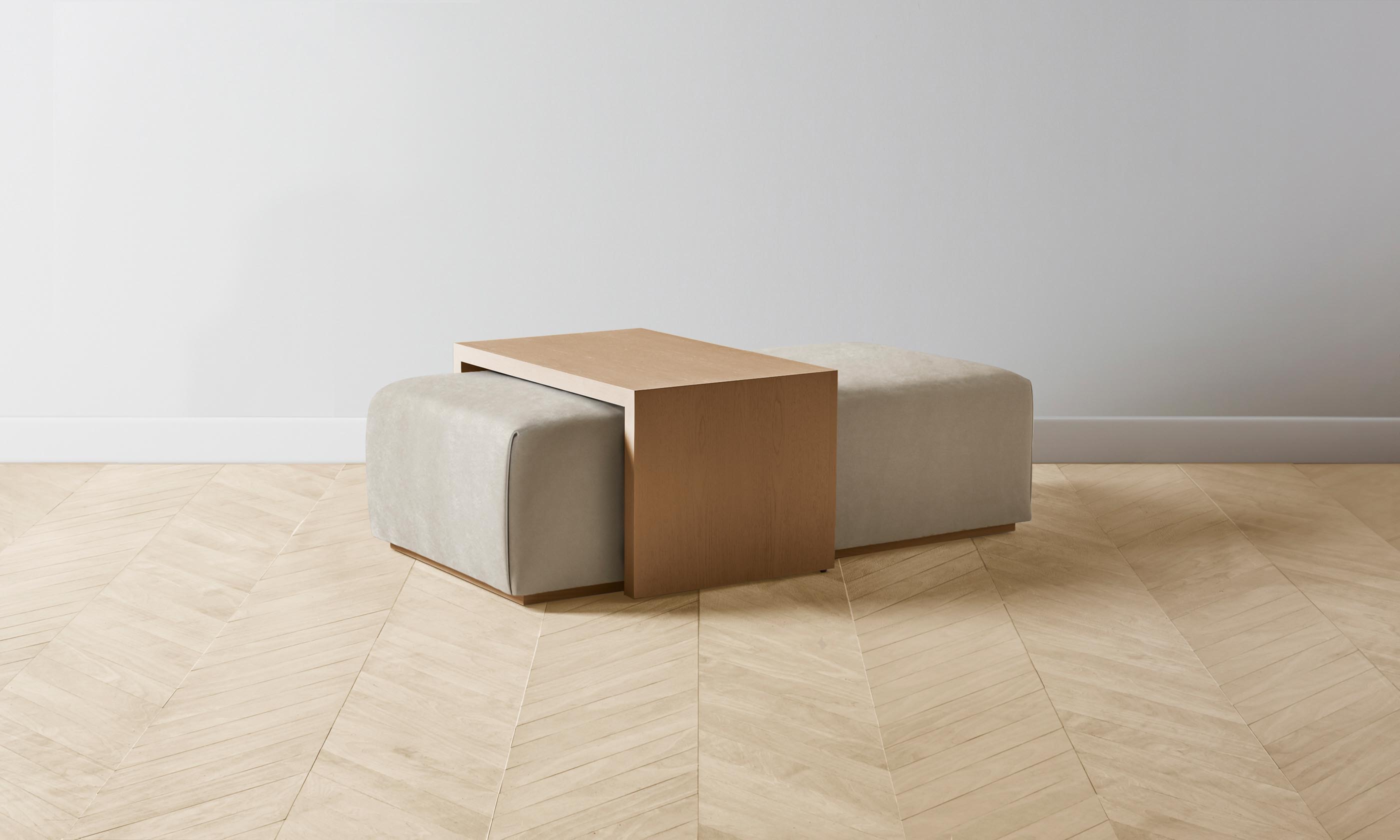 The Bowery Ottoman - Performance Velvet Taupe - Stylish & Durable Footstool for Living Room, Bedroom & Office - Perfect for Relaxing, Extra Seating & Home Decor