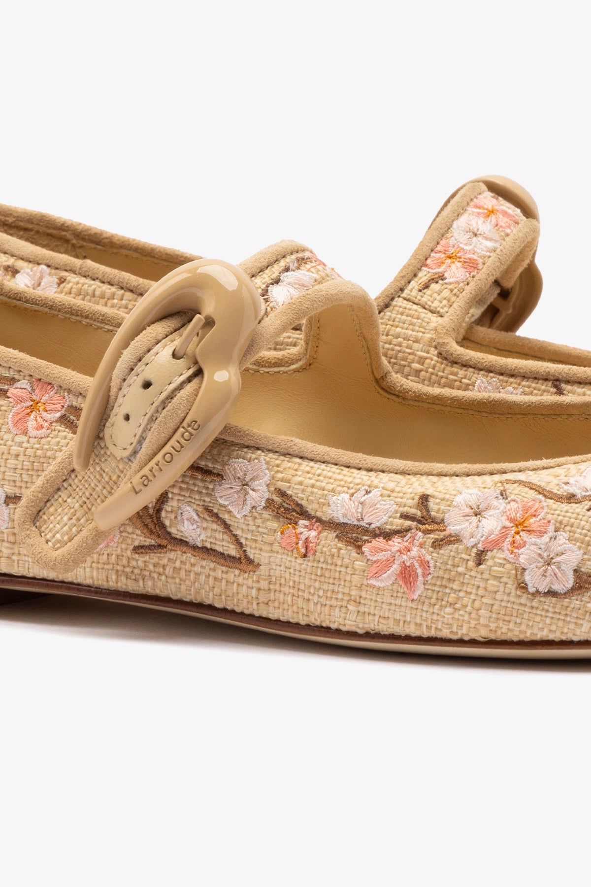 Verona Ballet Flat Shoes for Women - Beige Sakura Printed Raffia - Comfortable & Stylish for Casual Wear, Office, and Spring Outfits