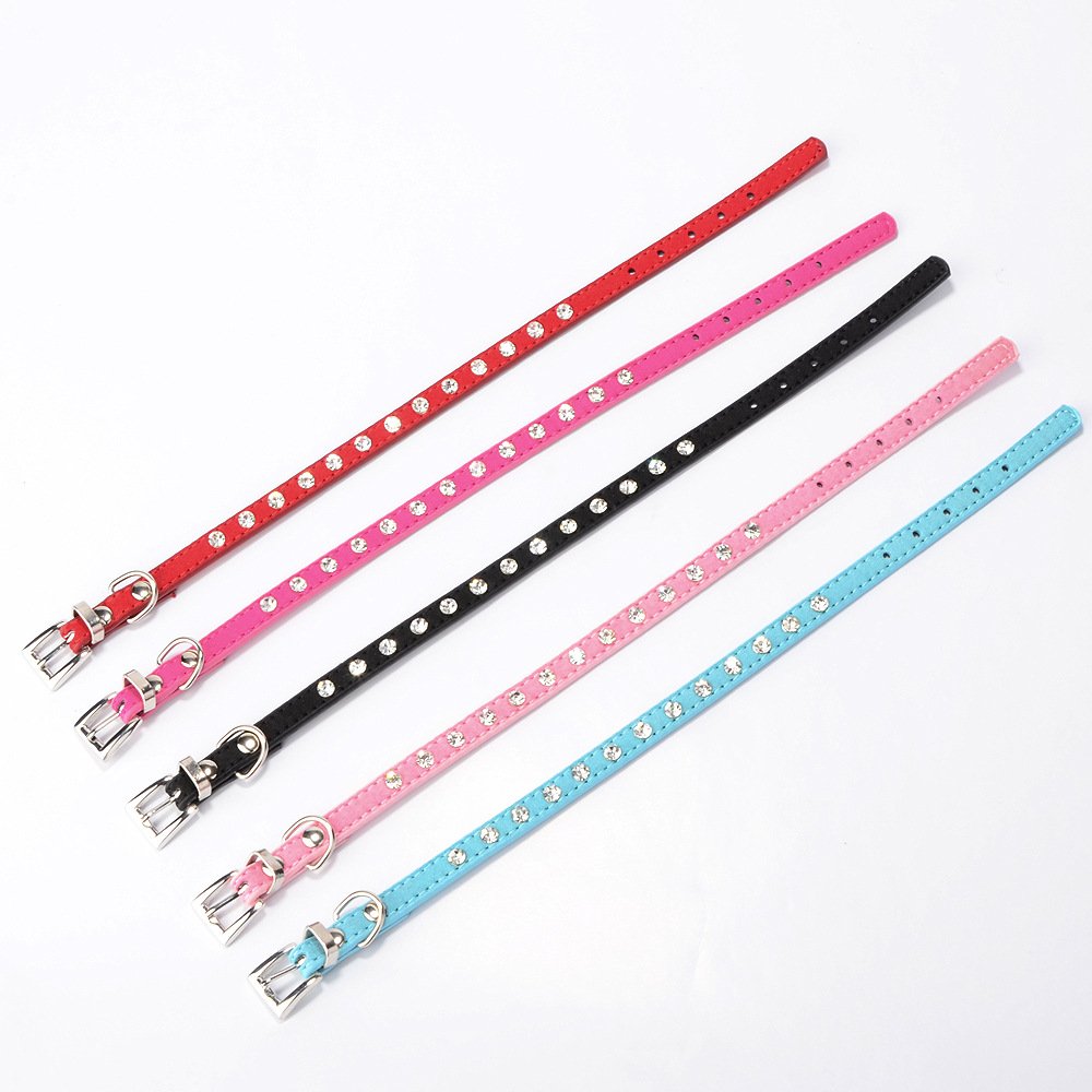 Sparkling Rhinestone Dog Collar - Elegant Crystal Bling Pet Collar for Small Dogs & Cats | Adjustable Suede Leather with Jeweled Design (Medium, Red) | Perfect for Parties, Weddings & Special Occasions