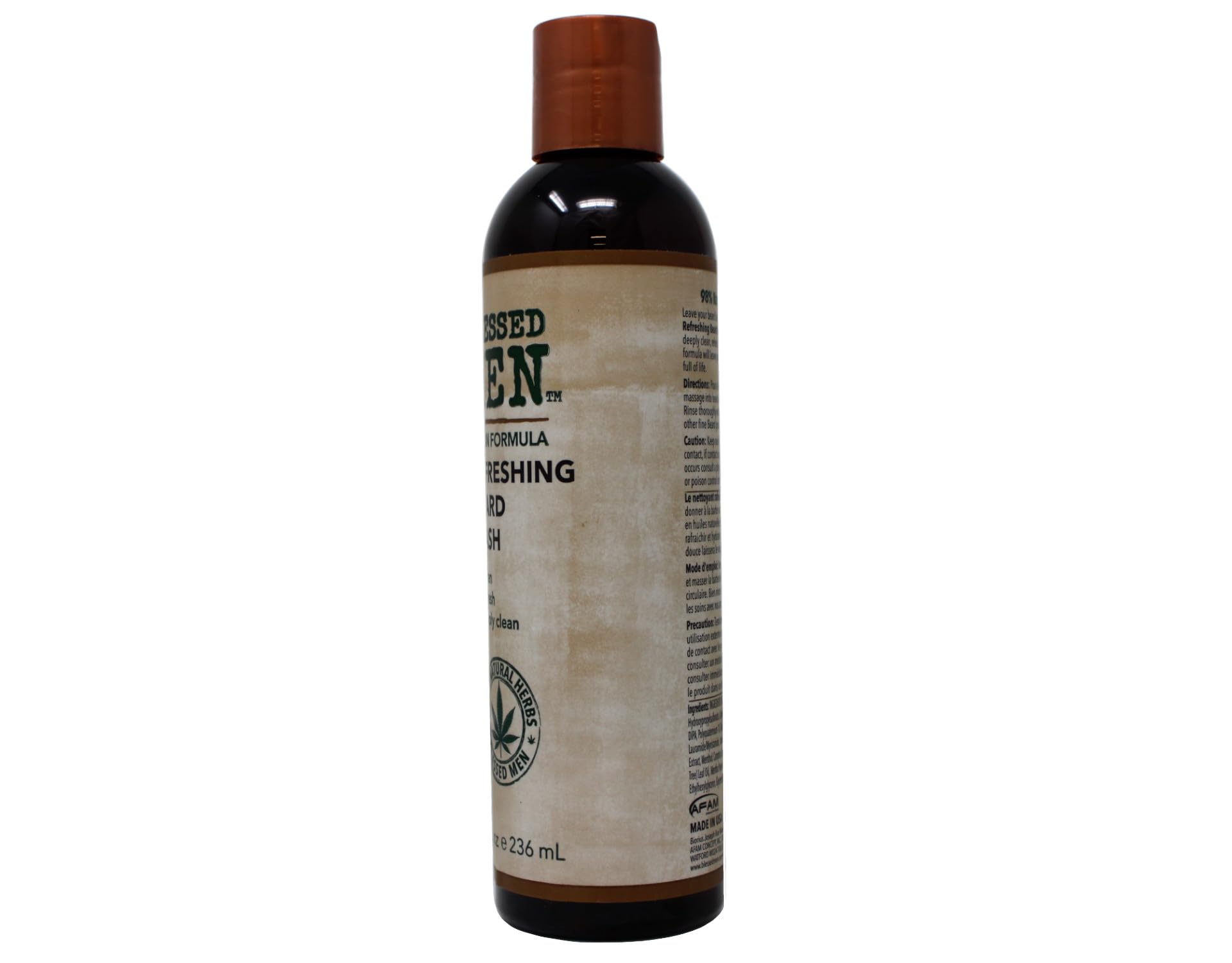 BLESSED MEN Refreshing Beard Wash - Vegan Formula, 8 Fl Oz - Gentle Cleansing & Hydration for Soft, Healthy Facial Hair | Perfect for Daily Use & Grooming Routine