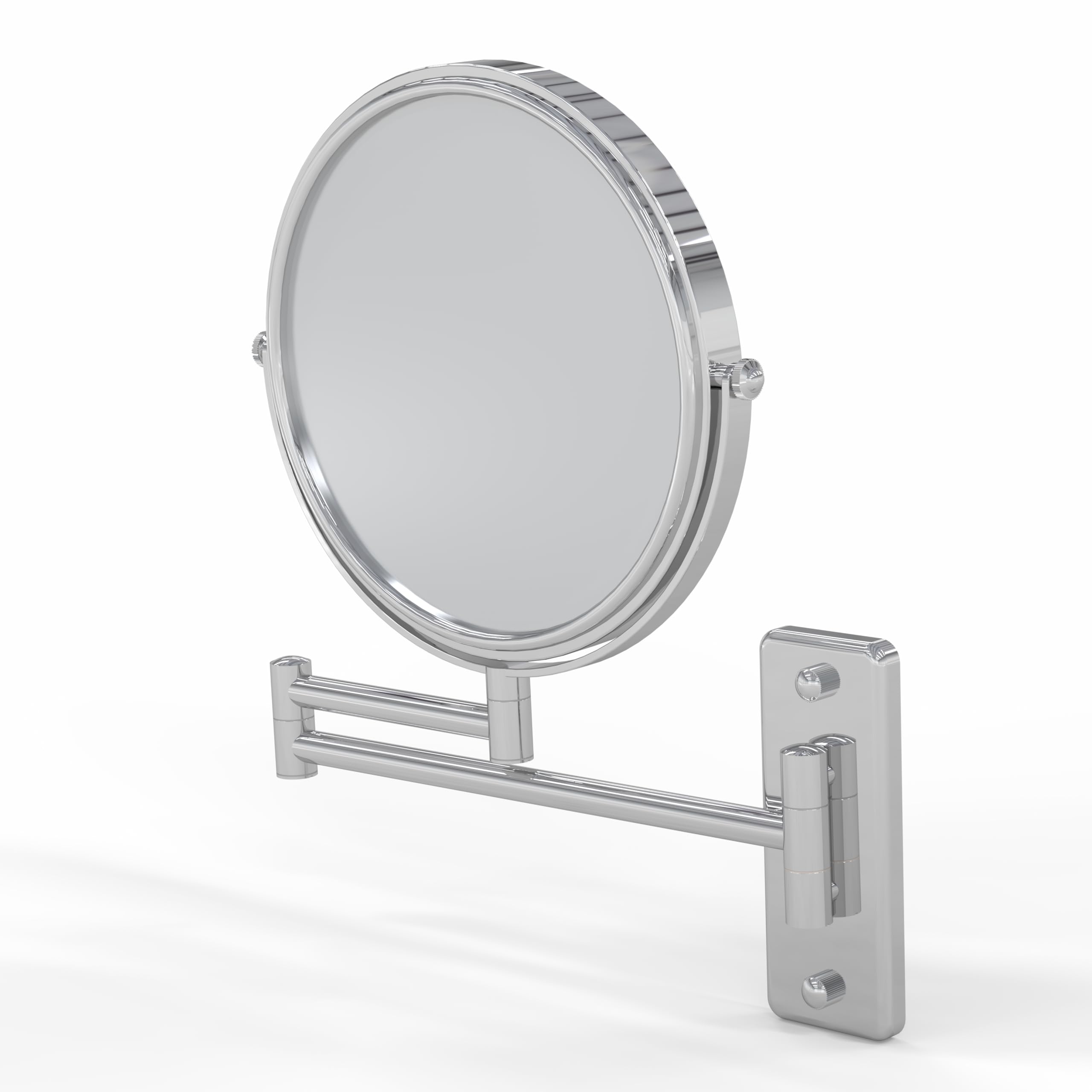 Double Arm Wall Mirror with 1X & 5X Magnification - 7.75 Inch Chrome Bathroom Vanity Mirror for Makeup, Shaving & Grooming