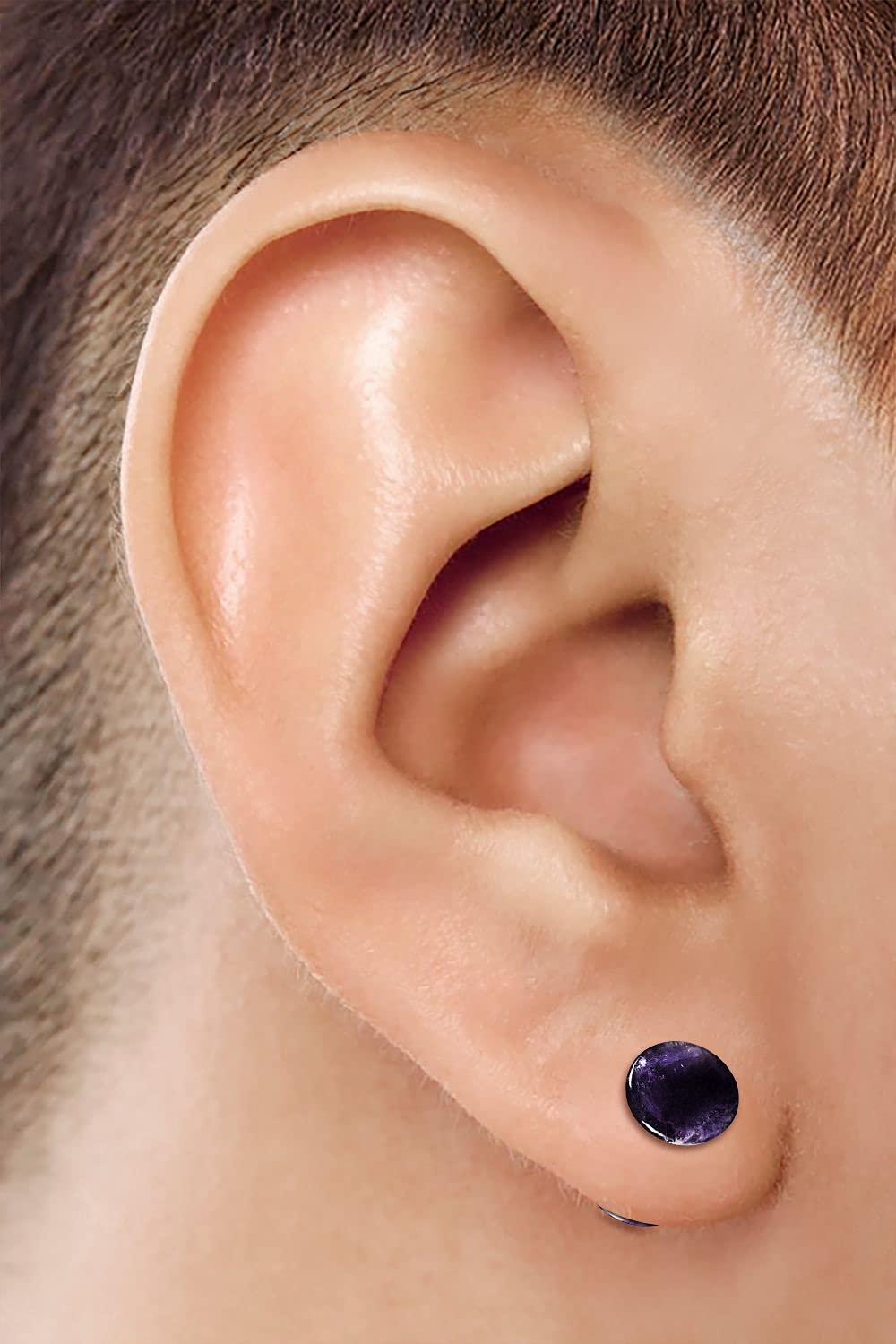Natural Amethyst Double Flared Ear Gauges - Organic Stone Stretcher Plugs for Ear Stretching - Saddle Plugs Body Jewelry in Multiple Sizes - Perfect for Daily Wear & Alternative Fashion