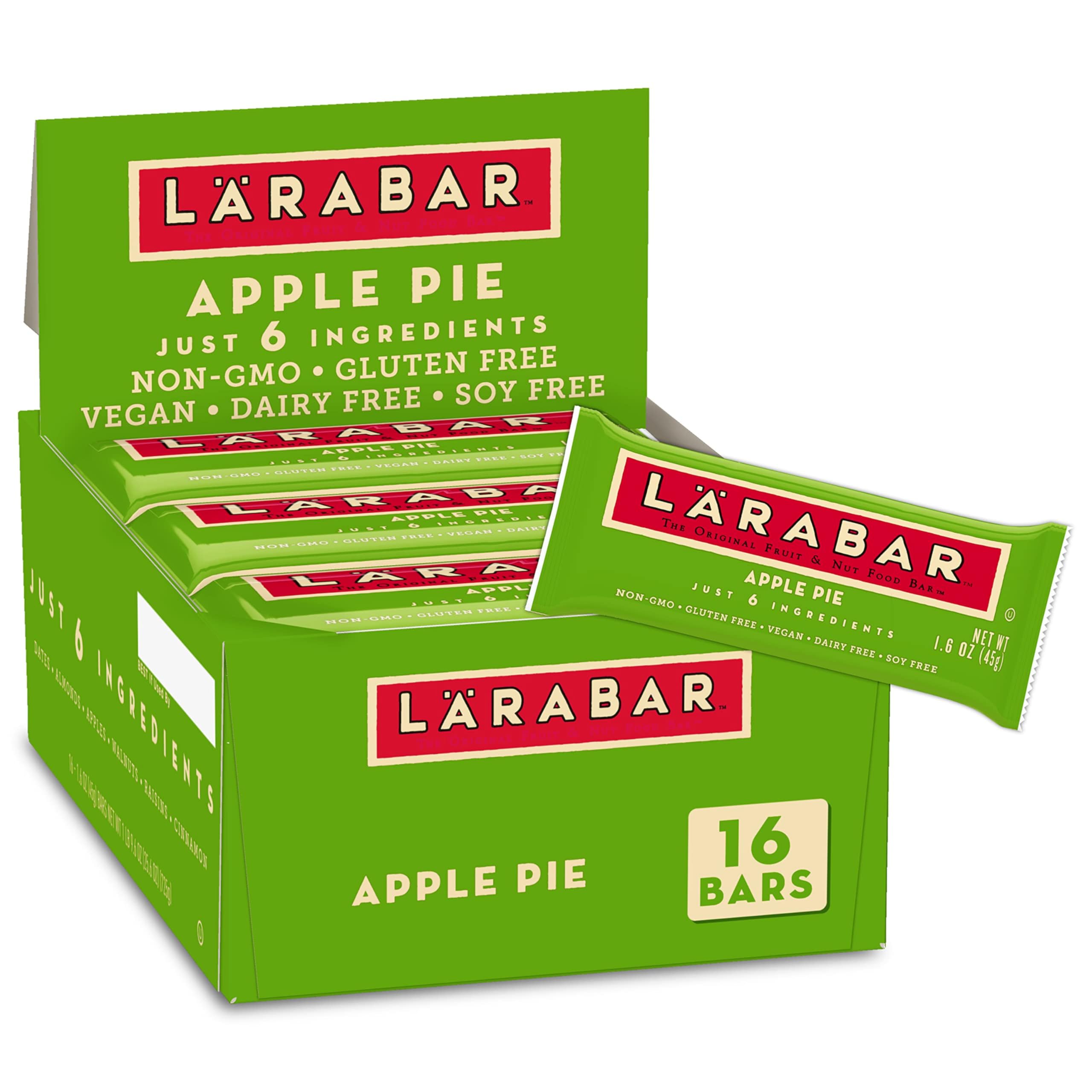 Larabar Apple Pie Gluten Free Vegan Snack Bars - 16 Pack (1.6 oz Each) | Organic Fruit & Nut Energy Bars for Hiking, Travel & Healthy On-the-Go Snacking