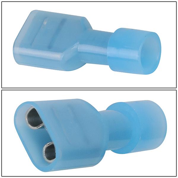100Pcs 14-18 Gauge Blue Female Spade Quick Disconnect Terminals - Perfect for Automotive Wiring, DIY Electrical Projects & Appliance Repairs
