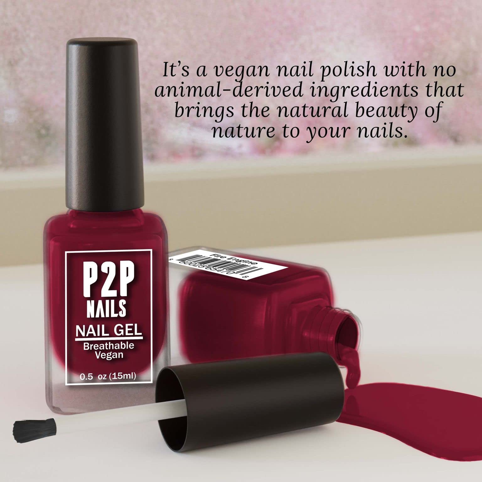 Vegan Red Nail Gel Polish Kit - Quick Dry, Long Lasting & Non-Toxic Nail Art Gel with Smooth Texture - Professional Salon Quality Manicure for Women - Perfect for Parties, Weddings & Everyday Wear (Fire Engine Red)