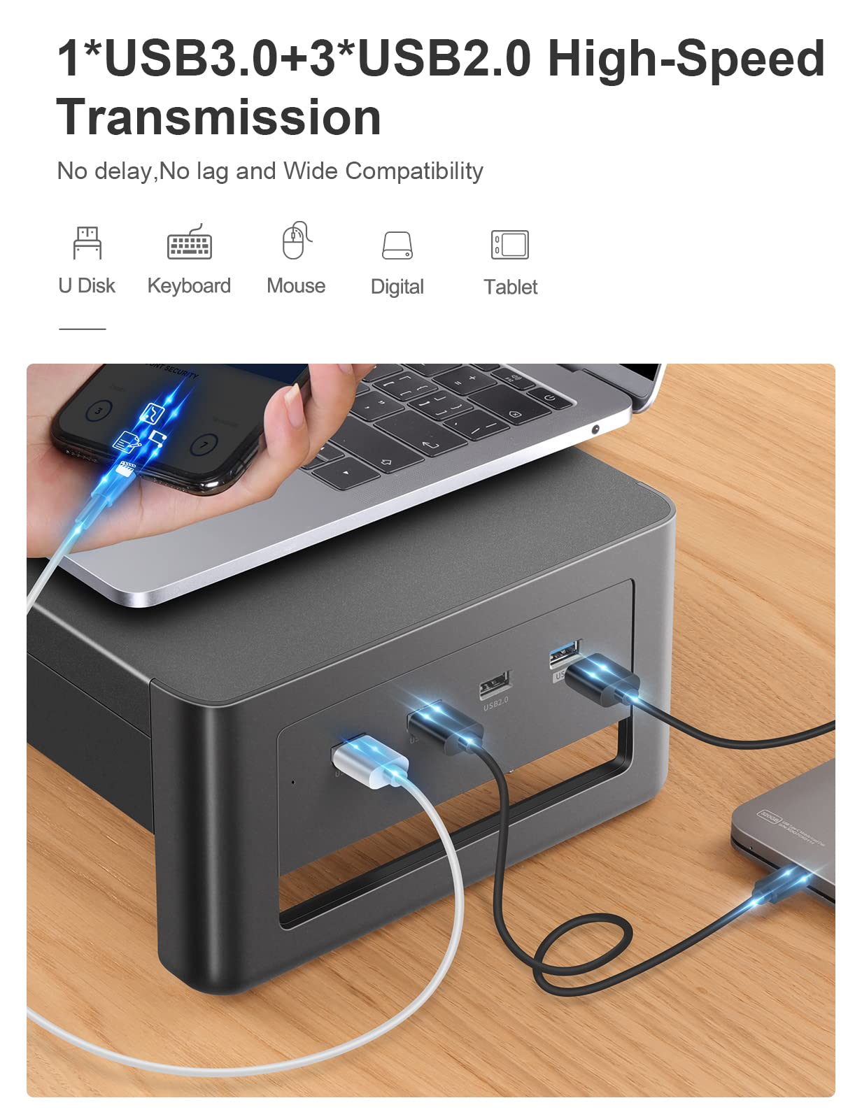 **Metal Dual Monitor Stand Riser with 2 Storage Drawers & 4 USB Ports - Adjustable Desk Organizer for 2 Monitors (38.7 inches) - Supports Data Transfer & Charging - Perfect for Home Office & Gaming Setup**