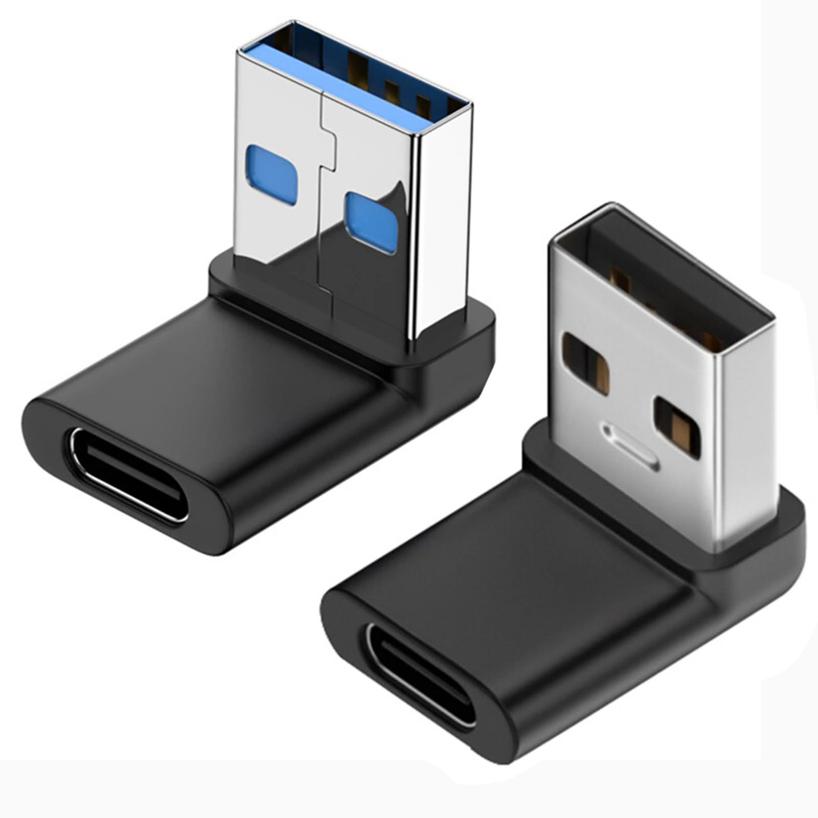 Herfair 2 Pack USB-C to USB 3.1 Adapter 10Gbps - for MacBook, Laptop, Phone - Left/Right Angle