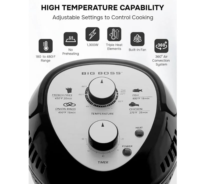 16Qt Air Fryer Toaster Oven Combo - 1300W Large Countertop Convection Oven with Rotisserie & Glass Bowl - Perfect for Baking, Roasting, and Air Frying - Ideal for Small Kitchens and Family Cooking (Black)
