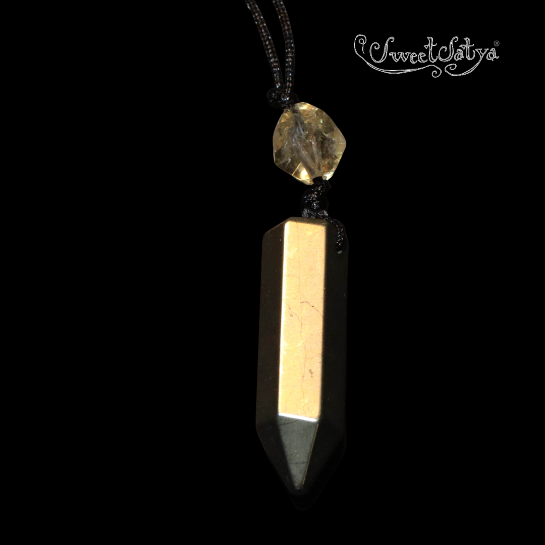 Natural Pyrite and Citrine Gemstone Necklace for Women - Elegant Healing Crystal Jewelry for Energy, Protection & Style | Perfect for Meditation, Gifts & Everyday Wear