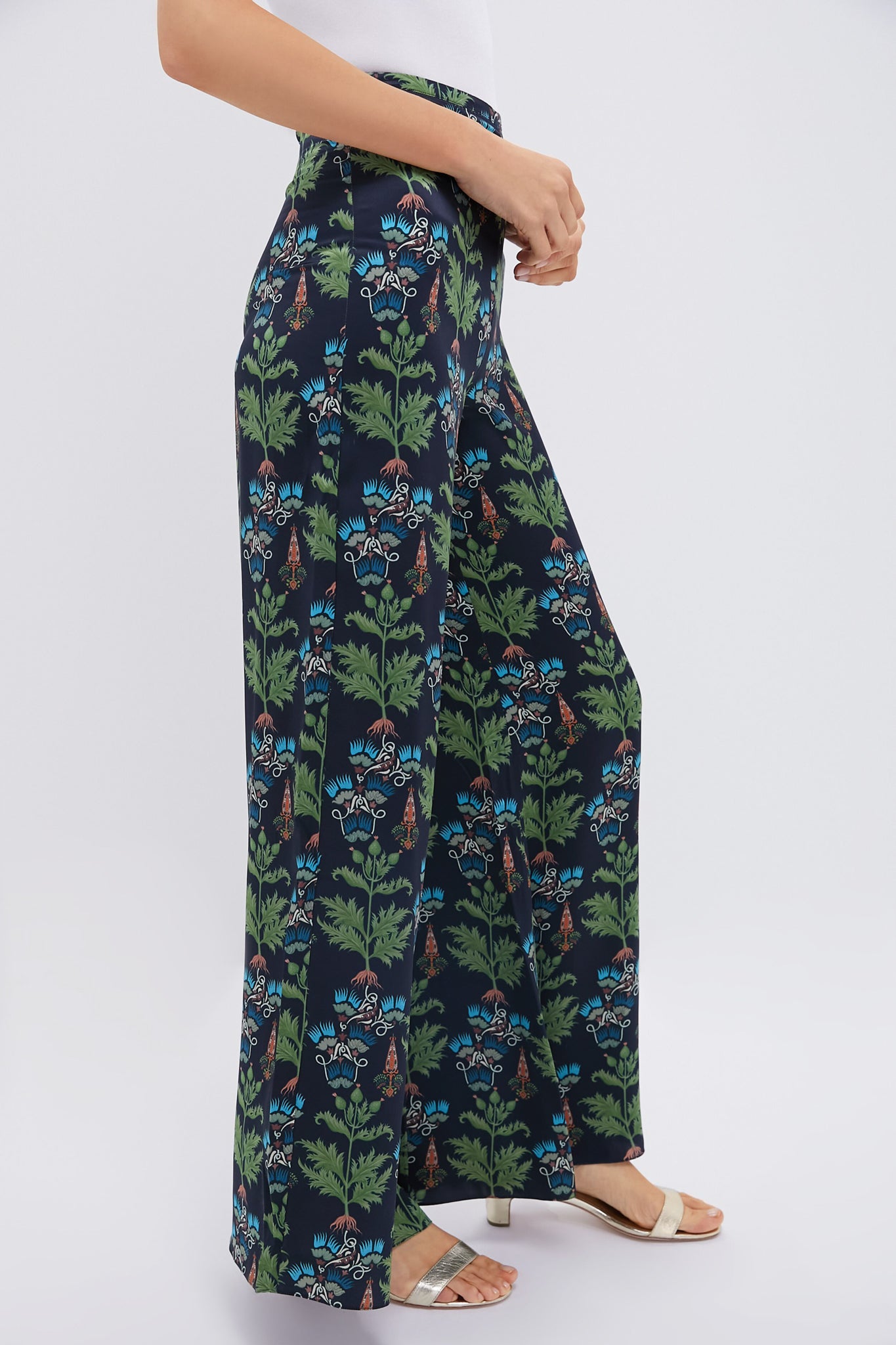 Blue Persian Botanic Blair Pants - Women's Floral Print Lounge Pants for Yoga, Meditation & Home Relaxation