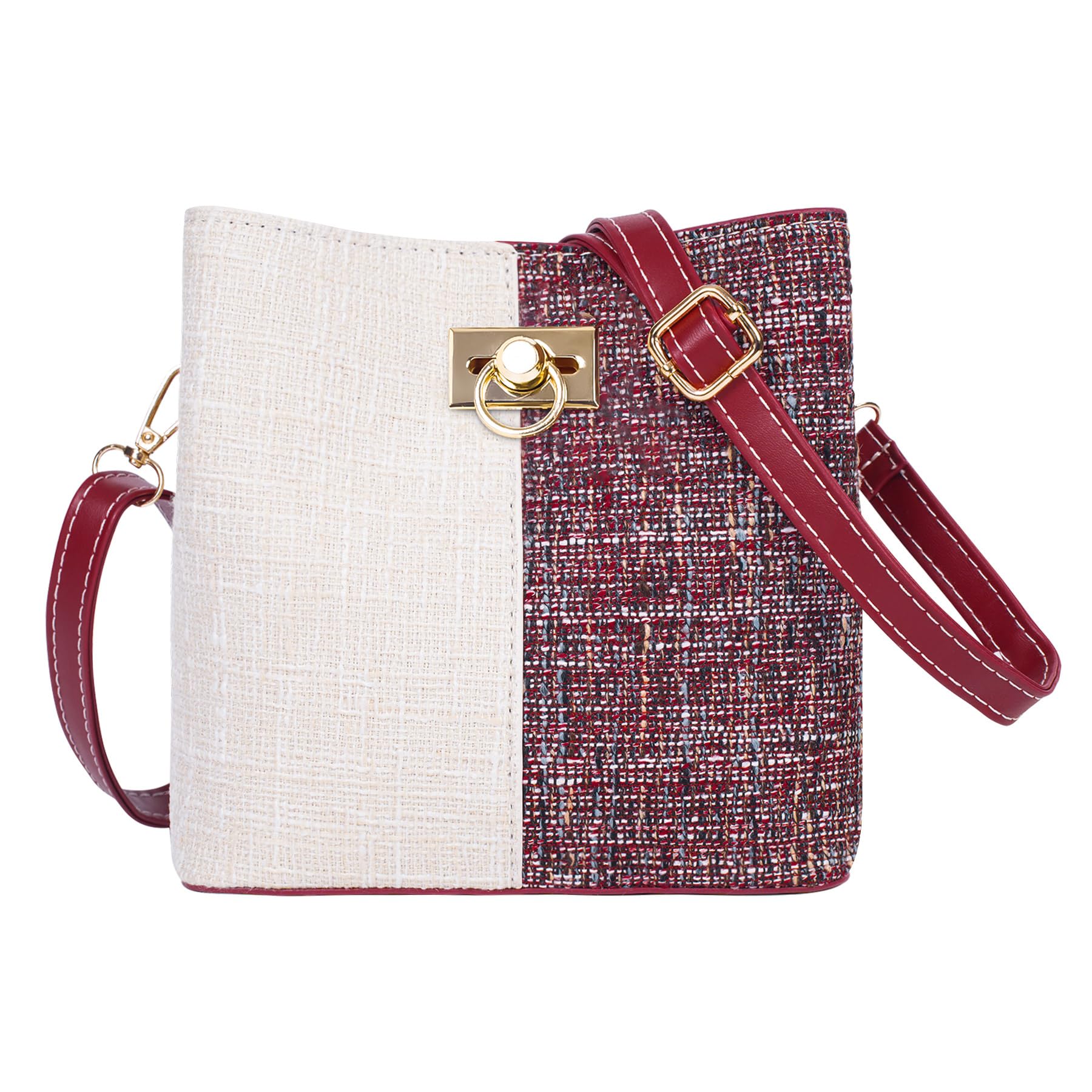 Trendy Larcenciel Crossbody Bags for Women - Stylish Bucket Purse with Multiple Pockets, Burgundy Shoulder Bag for Fall | Perfect for Everyday Use, Travel & Shopping