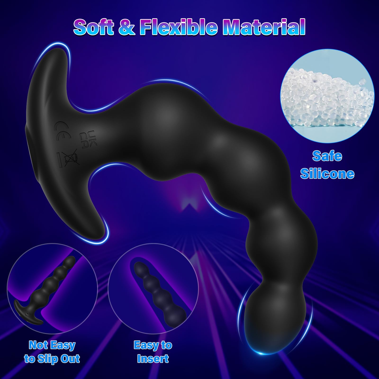 Vibrating Anal Beads with App Control - 9 Speed Rechargeable Silicone Prostate Massager & G-Spot Vibrator for Men, Women & Couples | Perfect for Solo Play, Couples Fun & Sensual Exploration
