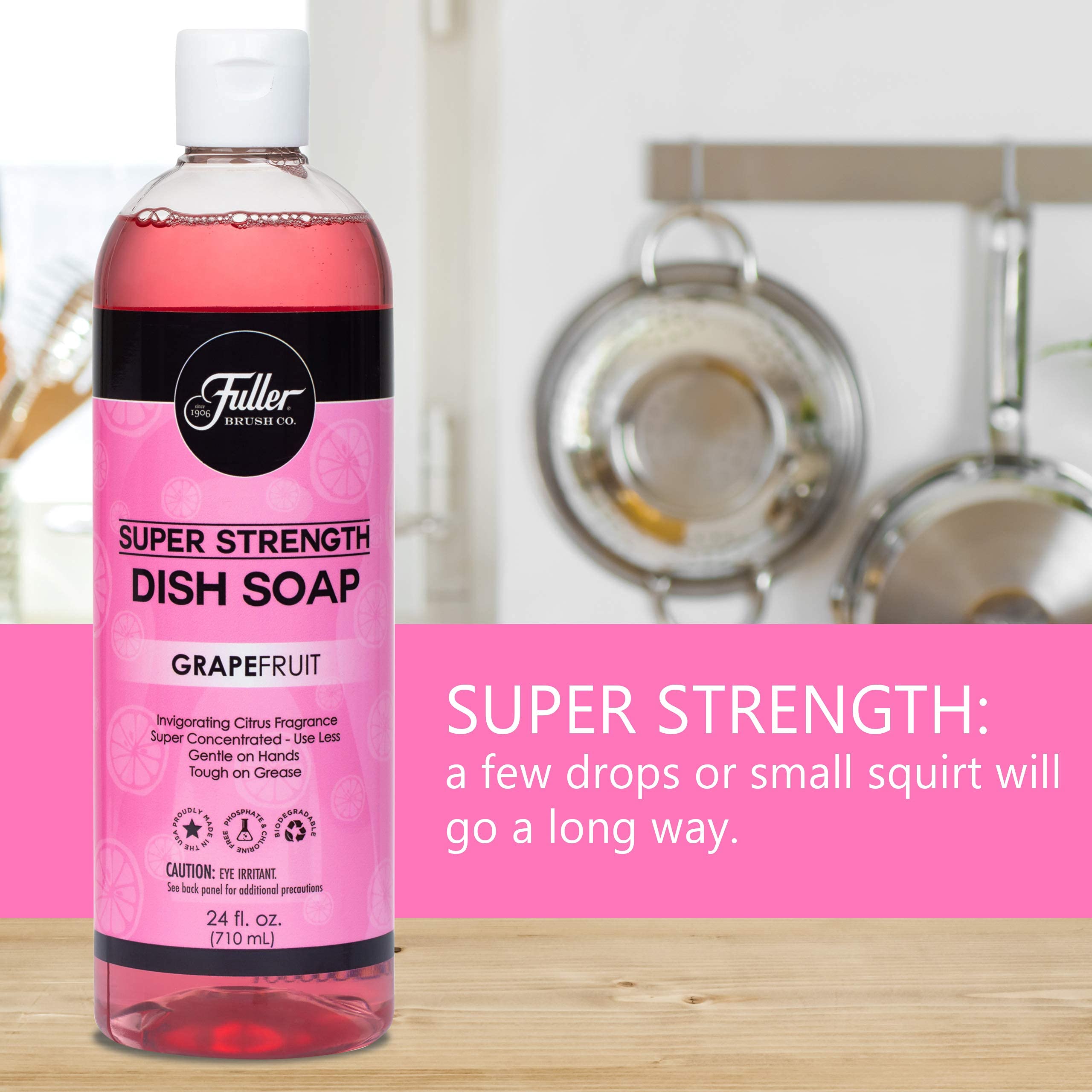 Fuller Brush Super Strength Dish Soap - Concentrated Formula Saves Money (6 Pack) | Grapefruit Scent | Cuts Grease on Dishes, Glassware, Silverware, Pots, Pans & Countertops | Ideal for Kitchen, Restaurant & Commercial Use
