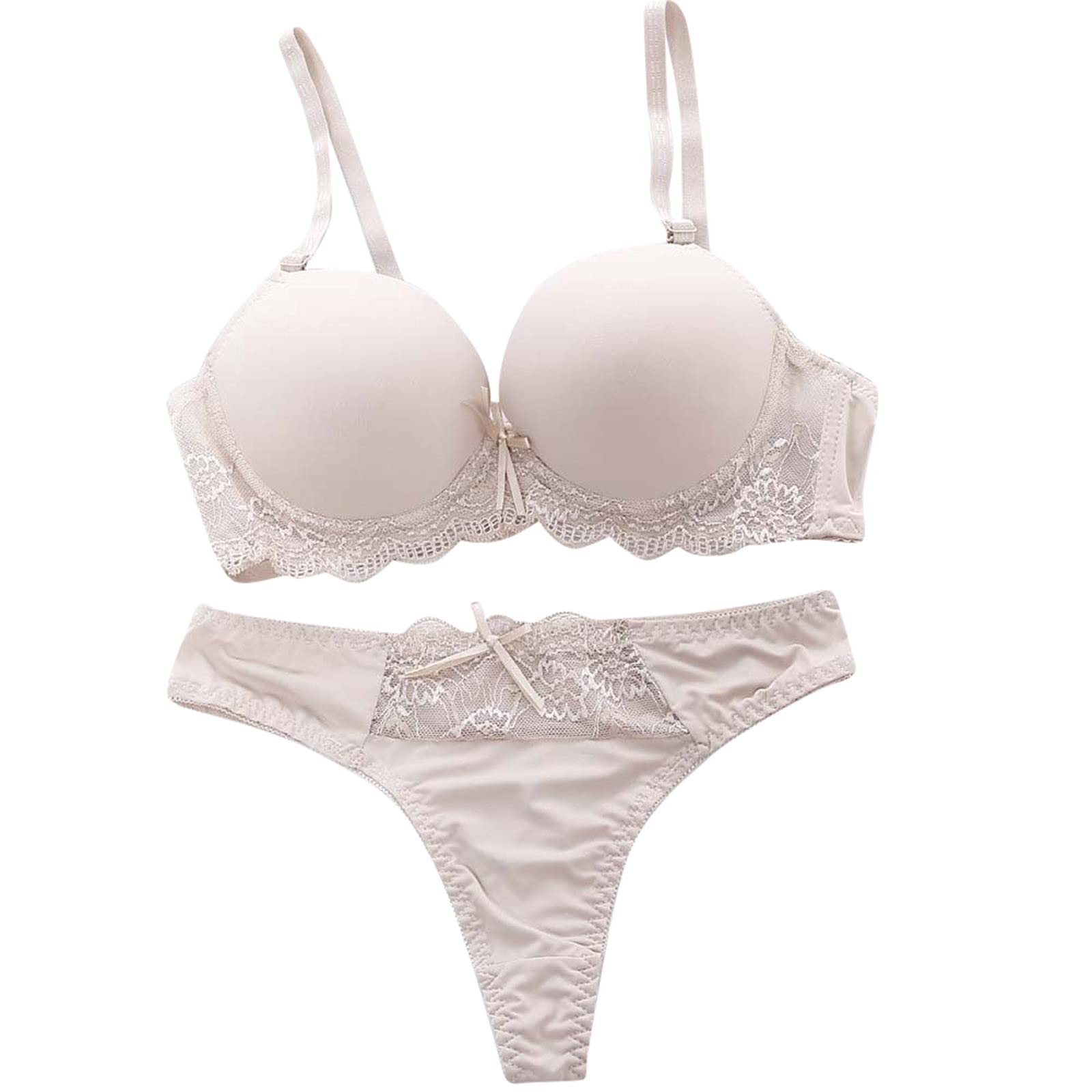 Sexy Lace Push Up Bra and Panty Set for Women - Padded Lingerie with Stockings | Perfect for Date Night, Valentine's Gift & Boudoir Photography