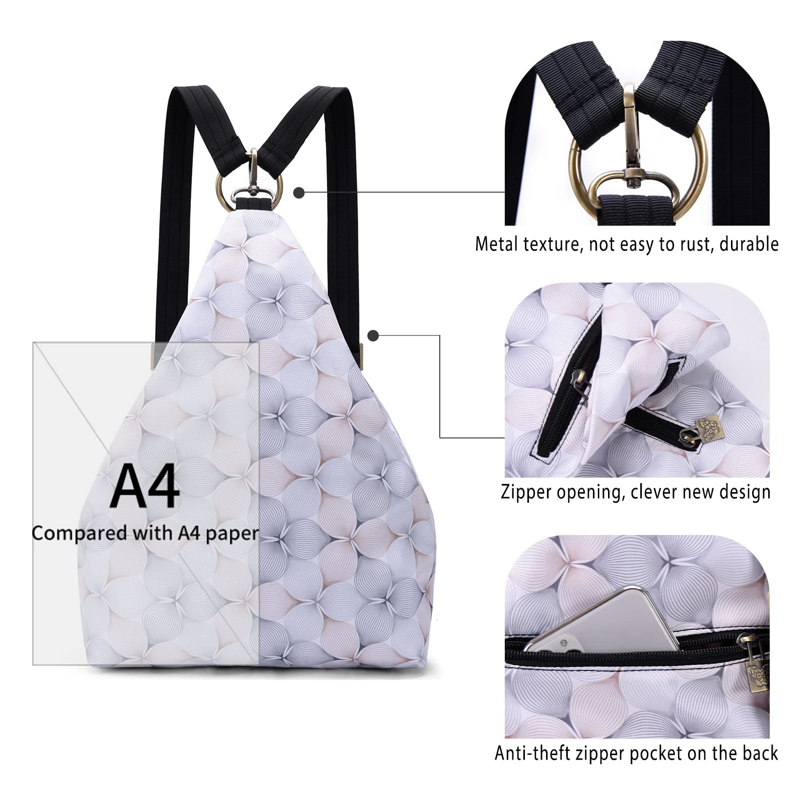 Black Butterfly Premium Women's Backpack - Bohemian Style Fashion Casual Daypack, Small Purse Backpack (39-White) for Travel, Work & College
