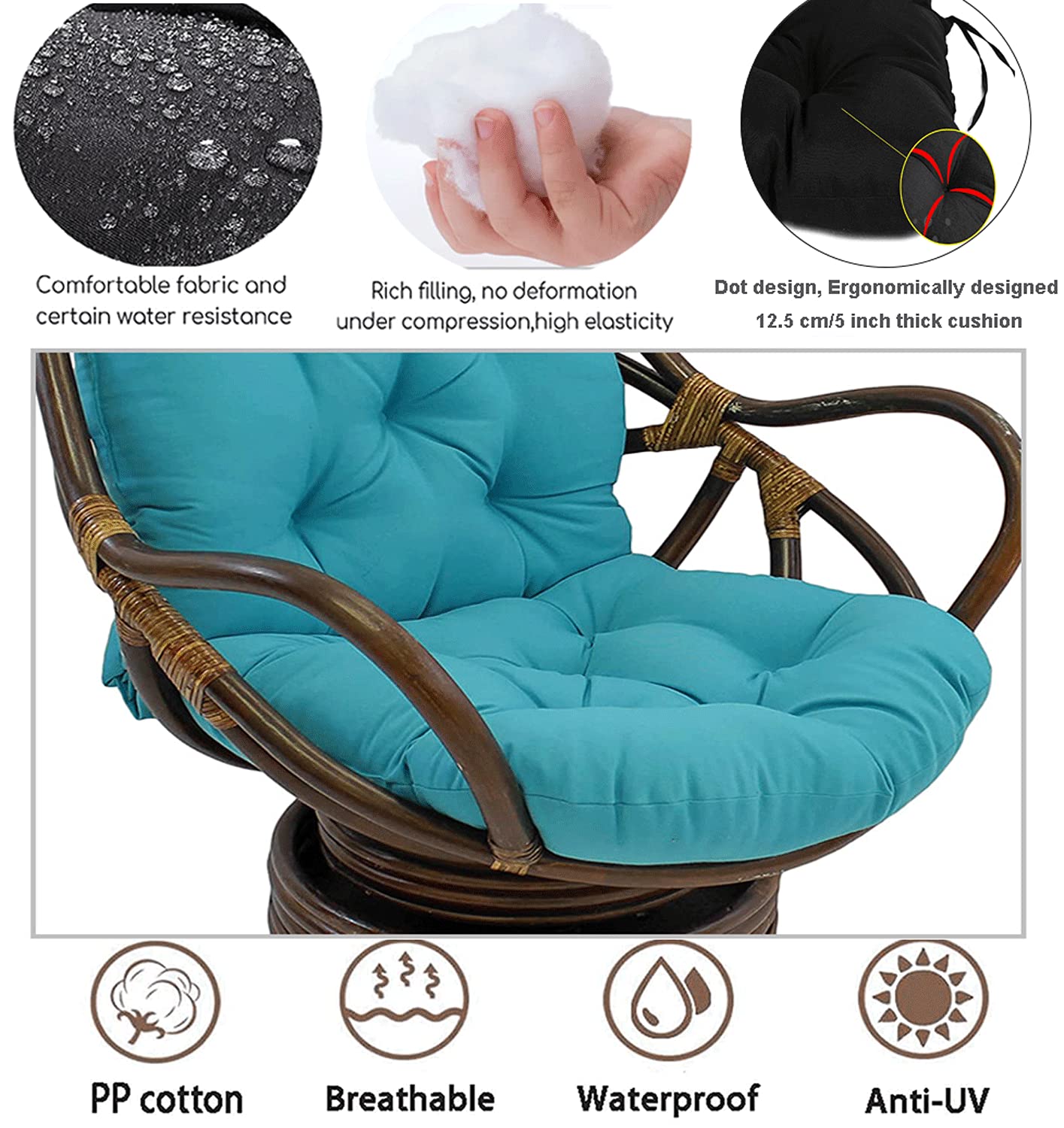 Soft Thicken Washable Rocker Chair Seat Cushion Pads with Pillow - Indoor/Outdoor Replacement Cushions for Recliner, Rattan & Folding Chairs - Durable Twill Fabric - Perfect for Garden, Patio & Living Room Relaxation (No Chair Included)