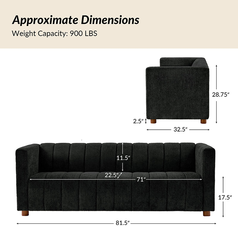 Botham Modern Cozy Sofa with Hidden Low Legs - Comfortable Living Room Furniture for Small Spaces, Apartments & Home Decor