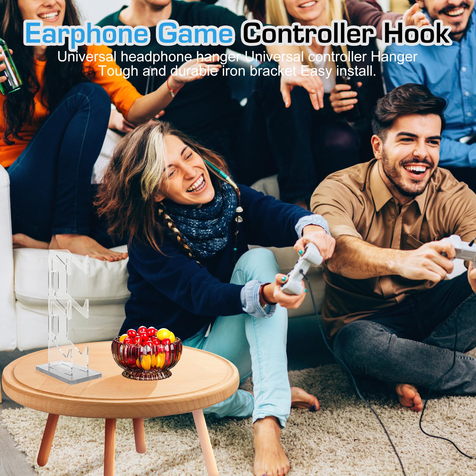 HOMURY 3-in-1 Multi-Layer Gaming Controller Stand with Headphone Holder - Acrylic Game Controller Charging Dock & Headset Stand for PS5, Xbox, Switch - Perfect for Gaming Setup & Organized Desktop Accessories
