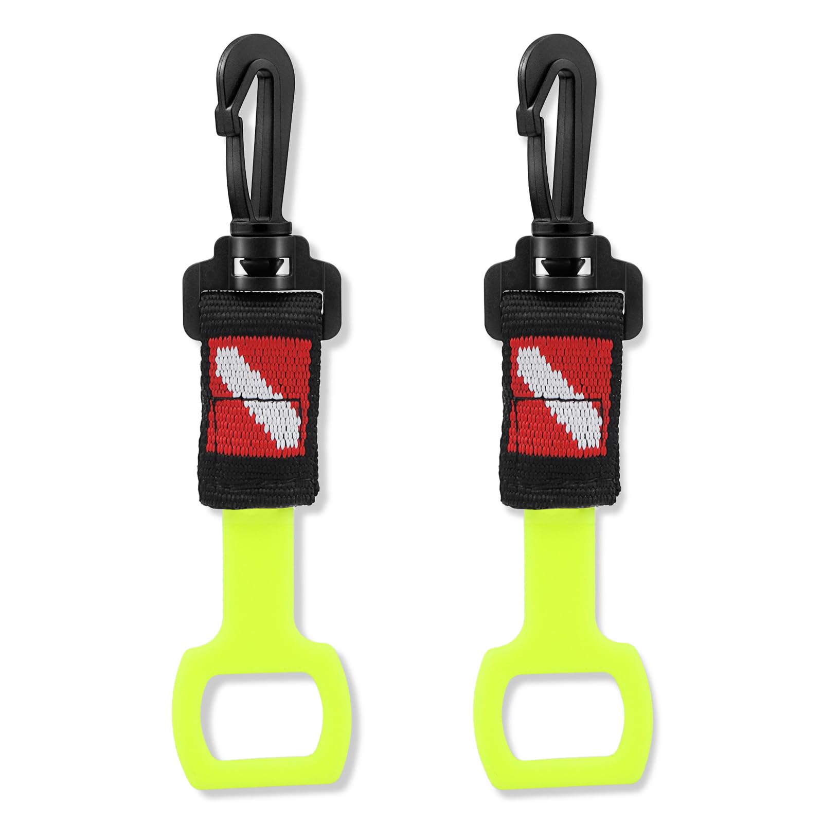 2 Pack Scuba Diving Regulator Octopus Holder - Spring Clip & Silicone Ring for Secure 2nd Stage Regulator - Dive Flag Webbing Included - Perfect for Divers & Snorkelers - Ideal for Underwater Adventures & Marine Exploration