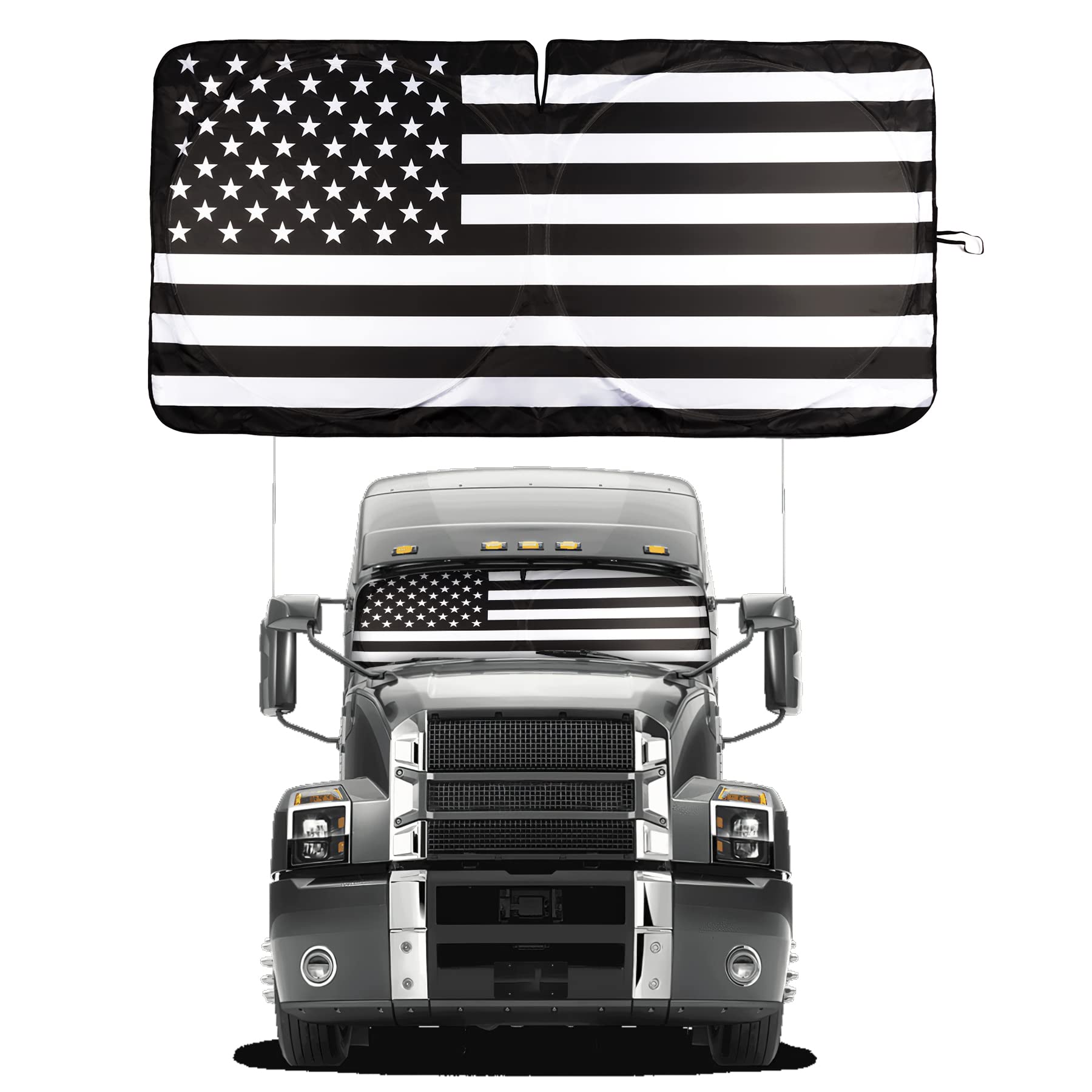 Premium American Flag Car Windshield Sun Shade for Most Sedans, SUVs & Trucks - X-Large UV Protection & Heat Reduction Steering Wheel Cover | Perfect for Road Trips, Summer Parking & Vehicle Interior Protection
