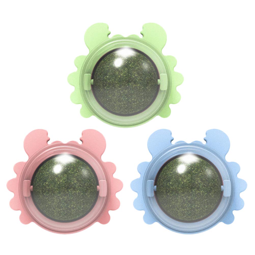 3pcs Catnip Balls with Rotating Design - Interactive Cat Toys for Teeth Cleaning & Play - Fun Enrichment for Indoor Cats & Kittens - Perfect for Playtime, Training & Stress Relief