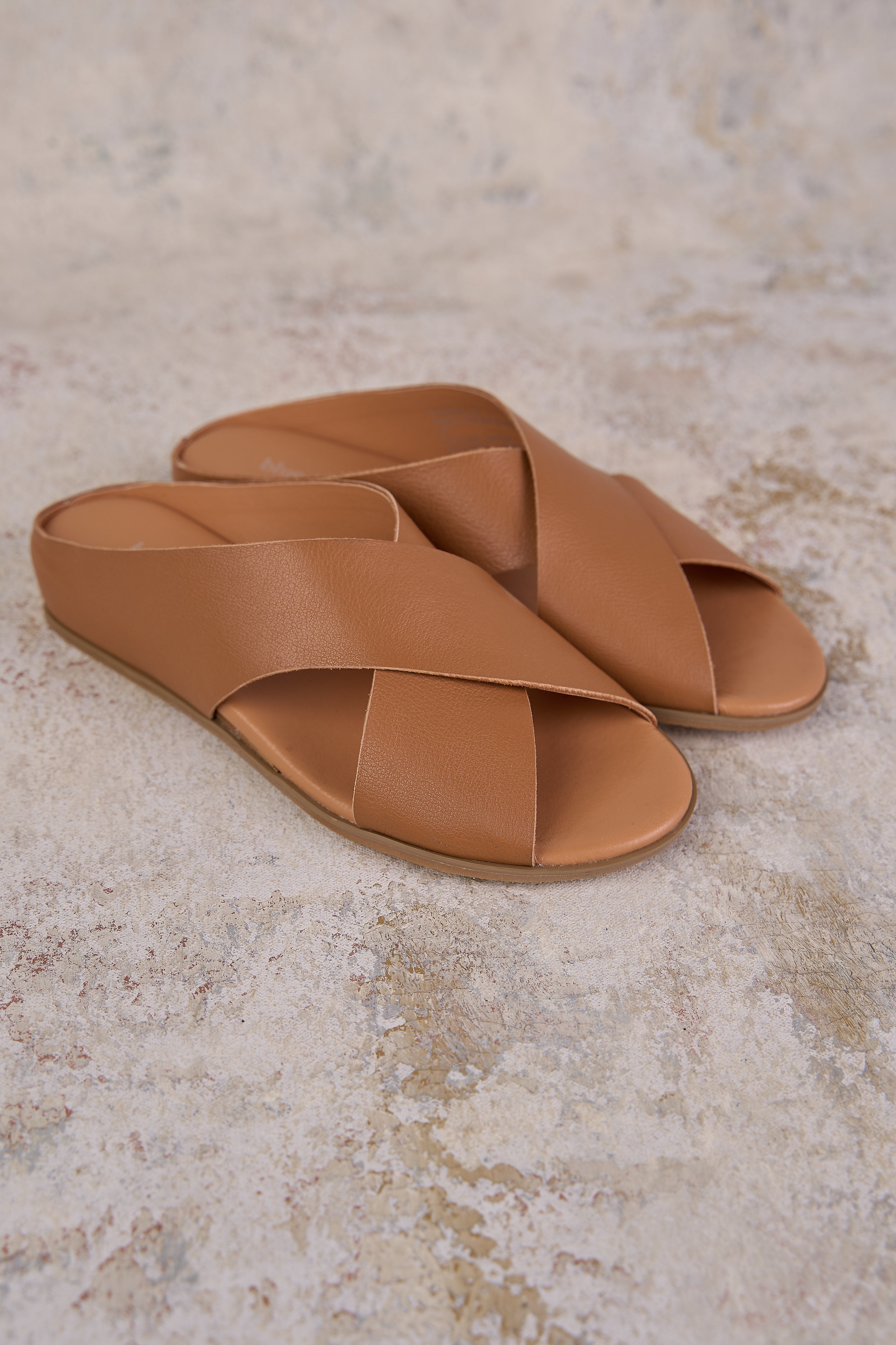 Harli Cross Strap Tan Leather Sandals for Women - Comfortable Summer Casual Shoes - Perfect for Beach, Vacation & Everyday Wear
