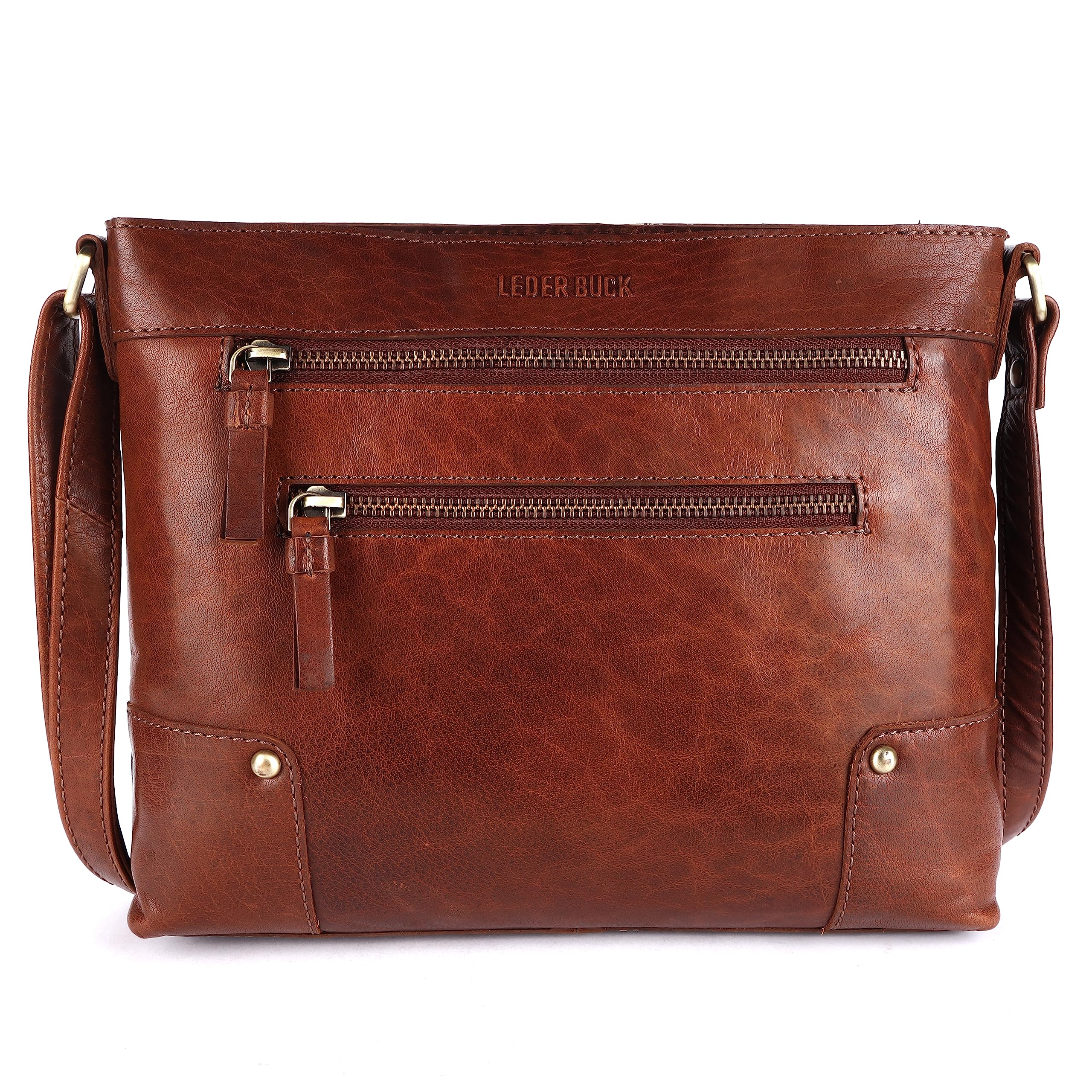 Premium Soft Real Leather Women's Crossbody Bag - Triple Zip Sling Shoulder Purse for Work, Travel & Everyday Use