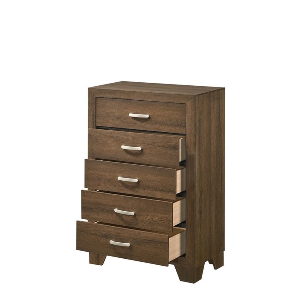 Acme Miquell 5-Drawer Composite Wood Dresser - Solid Oak Finish Bedroom Storage Chest | Perfect for Master Bedroom, Guest Room & Closet Organization