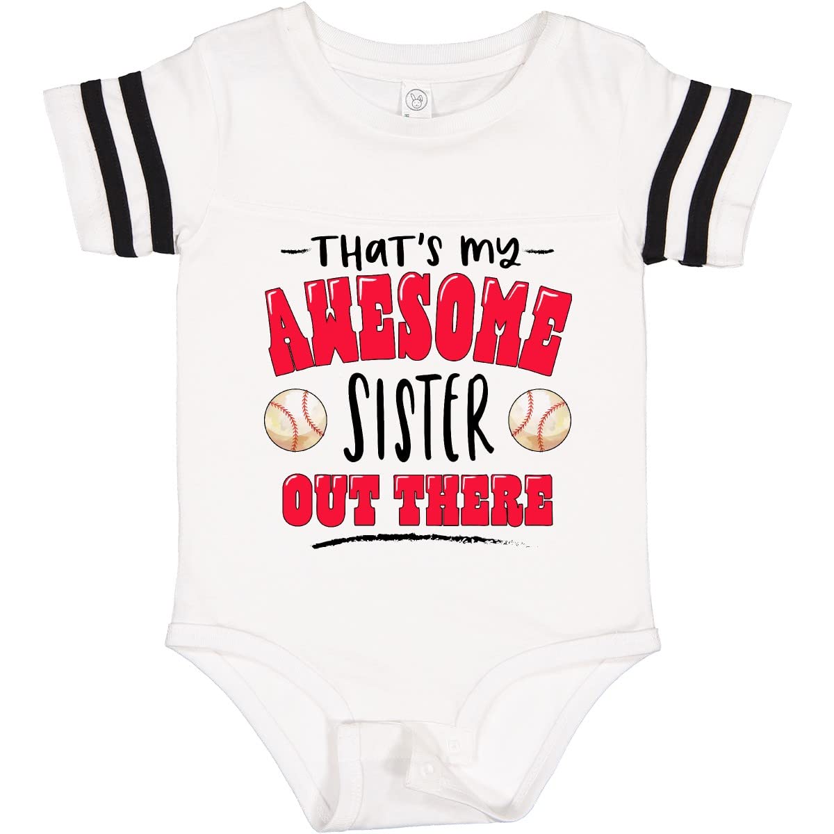 Inktastic 'That's My Awesome Sister' Baseball Design Baby Bodysuit - Soft & Comfortable Cute Outfit for Siblings, Baseball Fans & Family Photos