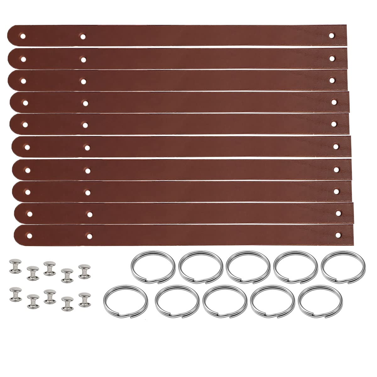 10 Pack Custom Engraved Leather Keychains - 1/2 Inch Personalized for Laser/Machine Engraving & Hot Foil Stamping - Perfect for Fundraising, Corporate Gifts, Promotional Events & Personal Use