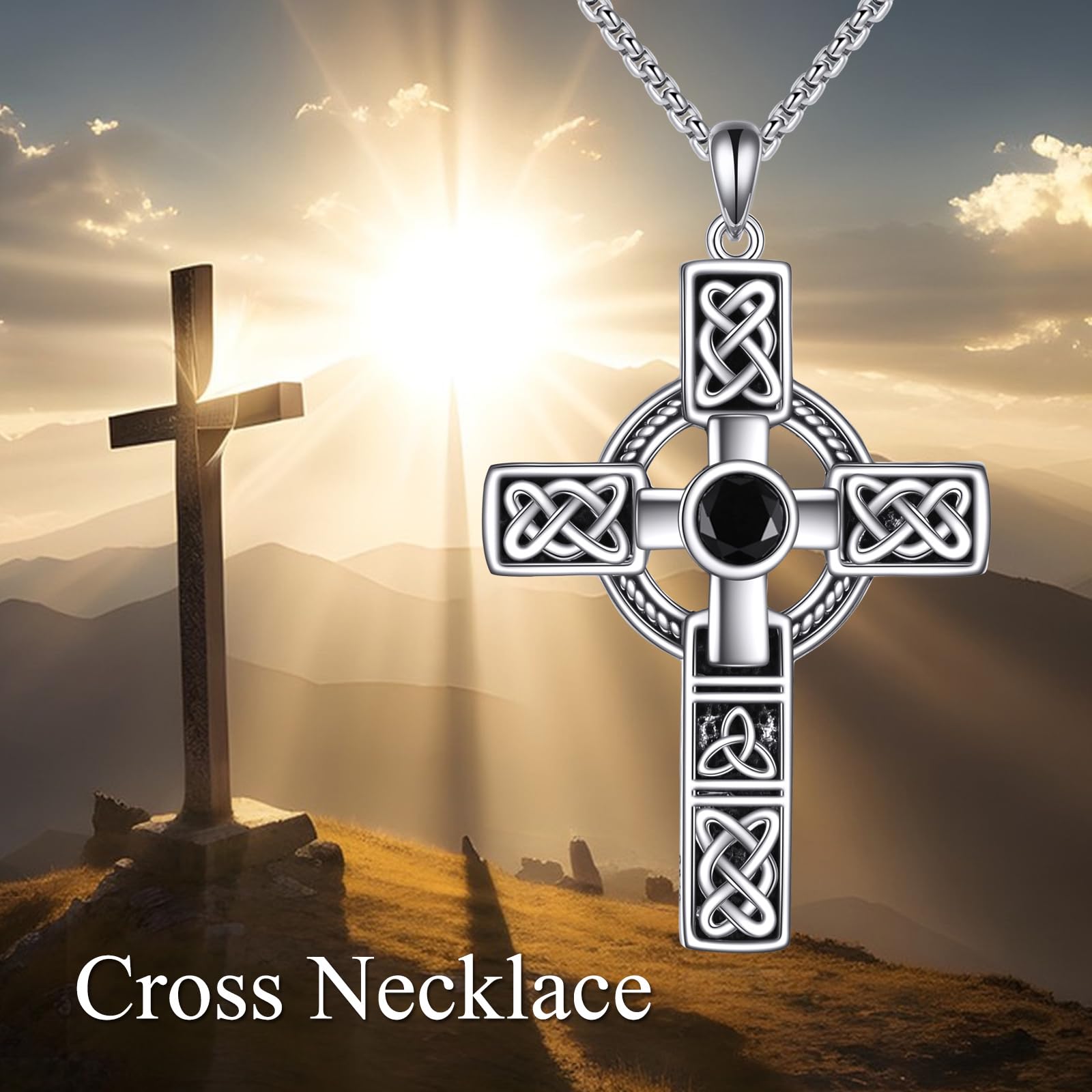 KQF Men's Sterling Silver Engraved Cross Necklace - 'I Can Do All Things' Catholic Christian Pendant for Men - Religious Jewelry Gift for Baptism, Confirmation & Daily Wear