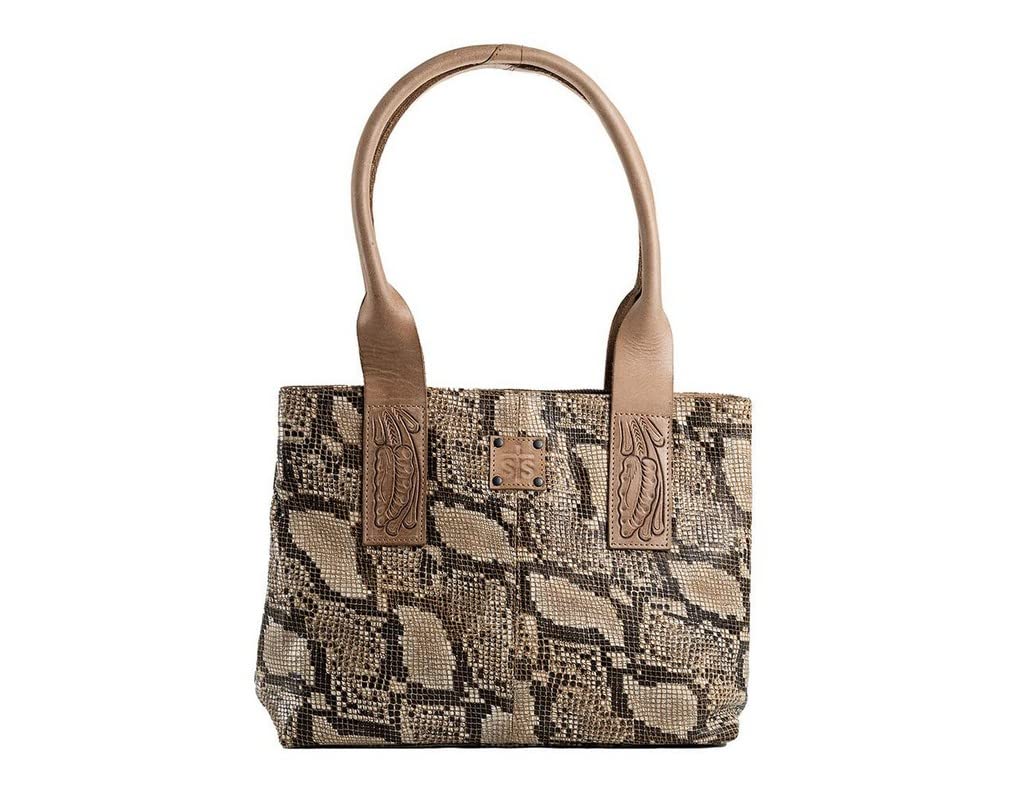 STS Ranchwear Stella Tote - Women's Genuine Leather Handbag with Snakeskin Pattern - Perfect for Work, Travel & Western Fashion Accessories