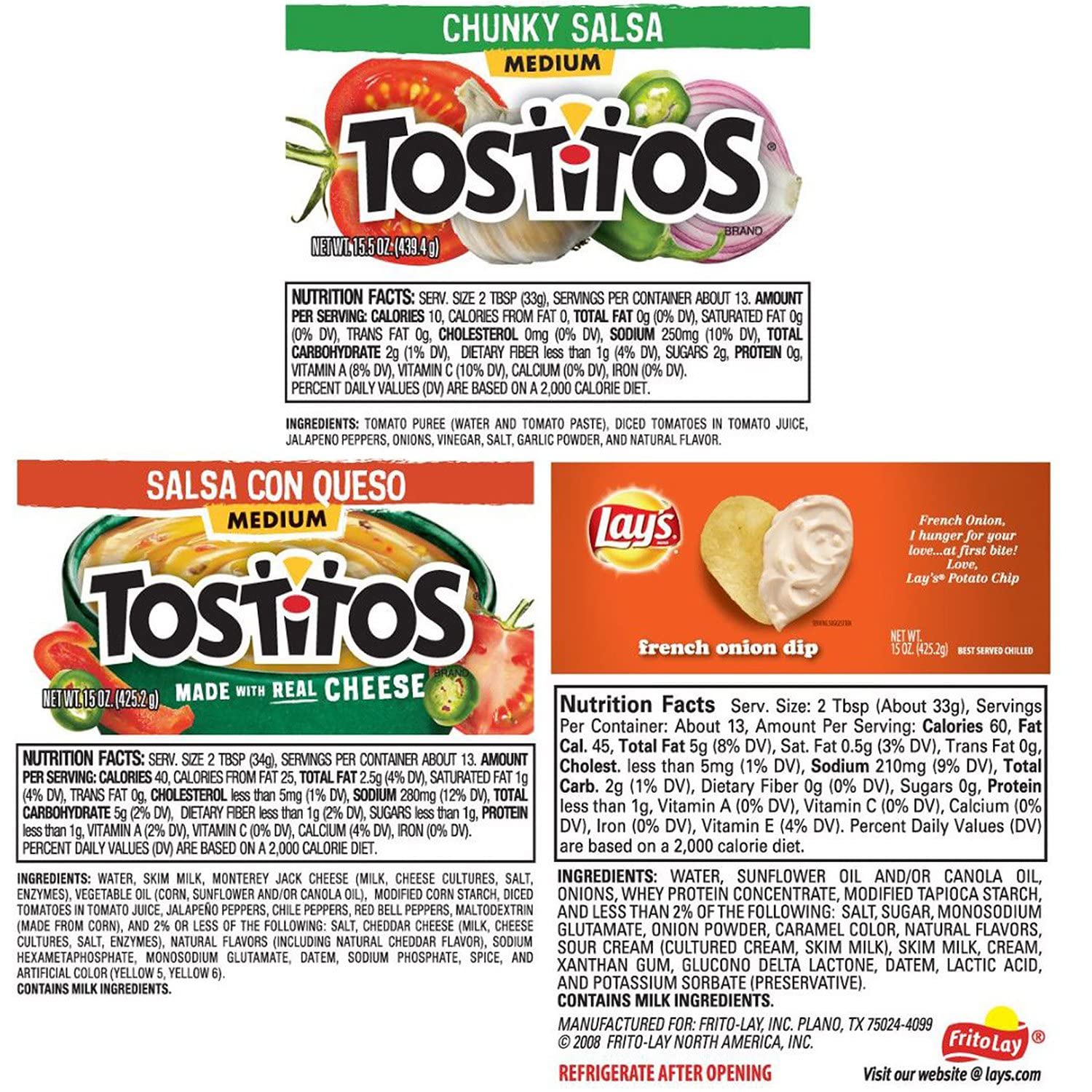 Tostitos Salsa and Lay's Dip Variety Pack (3 Pack) - Authentic Mexican Chips Dips Combo for Parties, Game Nights & Snacking