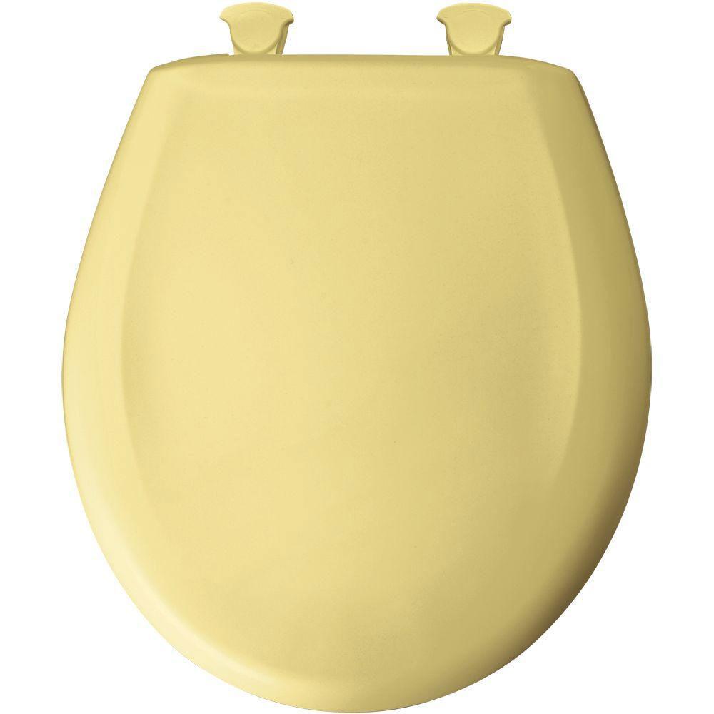 Bemis Round Closed Front Toilet Seat in Yellow 529707 - Durable Plastic Toilet Seat for Bathroom, Home & Commercial Use - Easy to Clean & Install, Comfortable Design for Everyday Use