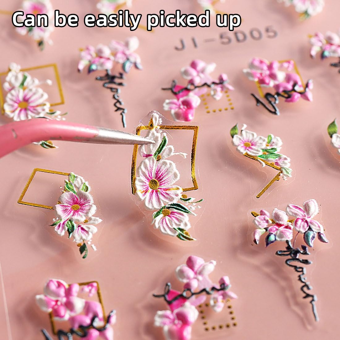 BZKSER Nail Art Stickers - 4 Sheets 3D Flower Nail Decals, Self-Adhesive 5D Nail Design Stickers for Manicure | Perfect for DIY Nail Art, Salon Use, and Special Occasions