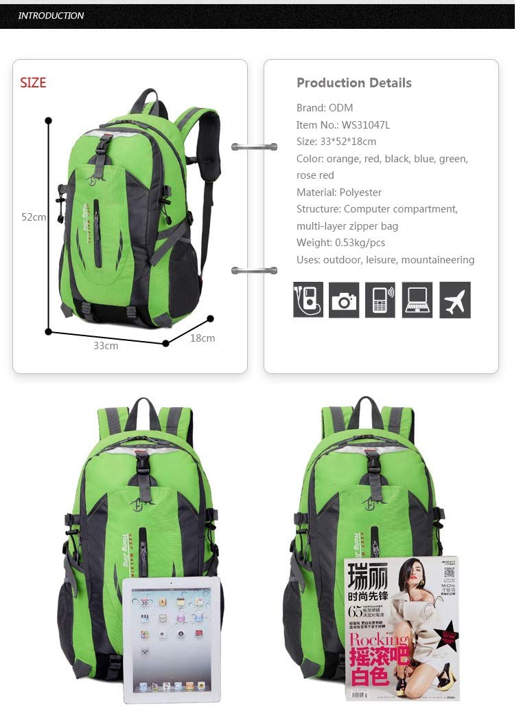 Durable Travel & Hiking Backpack for College Students - Lightweight Water-Resistant University Backpack (Green) - Perfect for Campus Life, Outdoor Adventures & Daily Commute