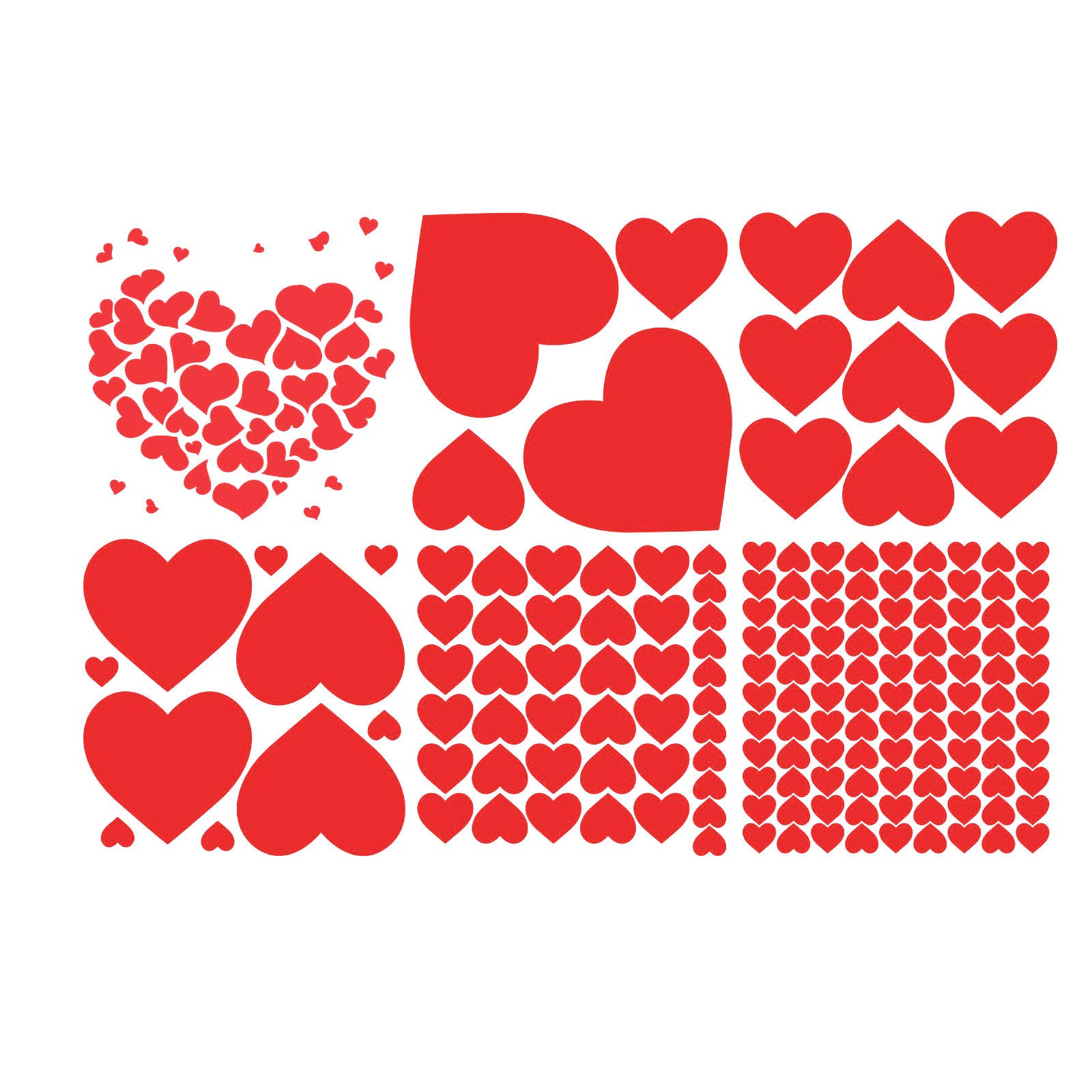 Valentine's Day Heart Wall Stickers - Large Self-Adhesive Red Glass Decals for DIY Home Decor, Romantic Bedroom & Living Room Wall Murals