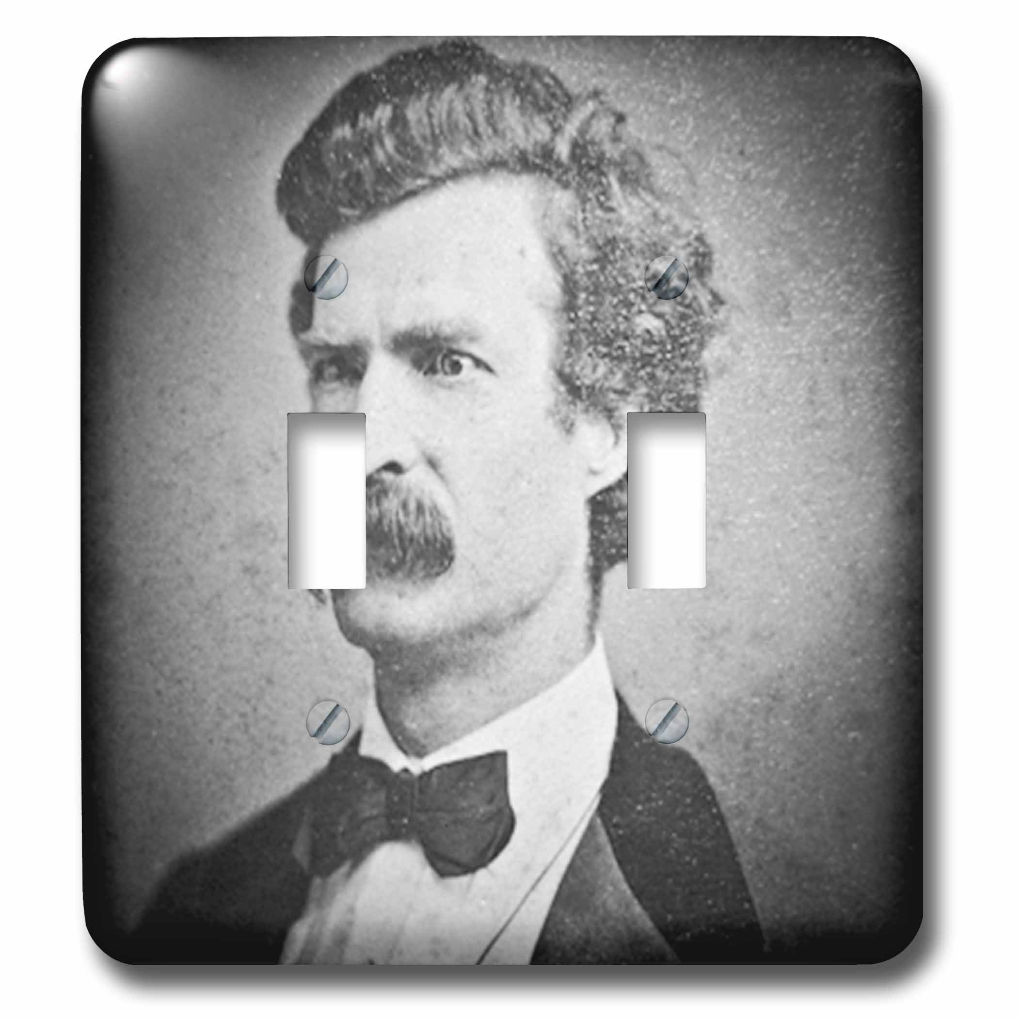 3D Rose Young Mark Twain Stereoview Double Toggle Switch - Vintage Style Wall Decor for Home, Office & Library - Perfect for Literary Enthusiasts & History Lovers