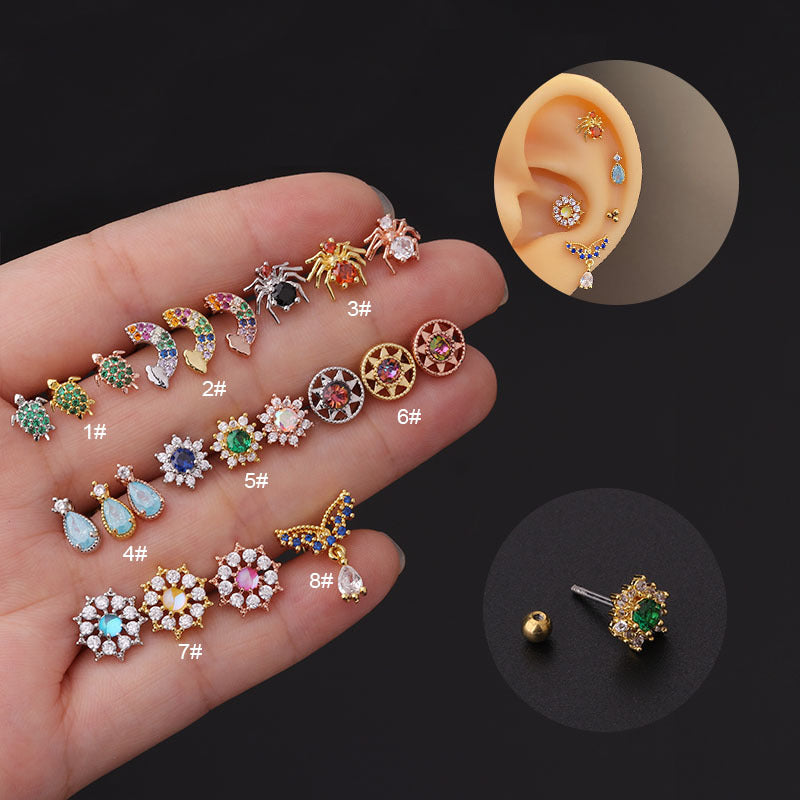 20G Animal Spider Upper Lobe Cartilage Earrings - Gothic Punk Body Jewelry for Women | Perfect for Halloween, Cosplay, and Alternative Fashion (HSPJ603)