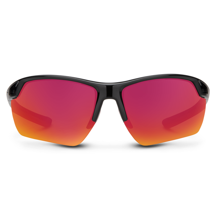 Contender Sunglasses - Black Frame with Polarized Red Mirror Lens for Men & Women - Perfect for Driving, Running, and Outdoor Sports