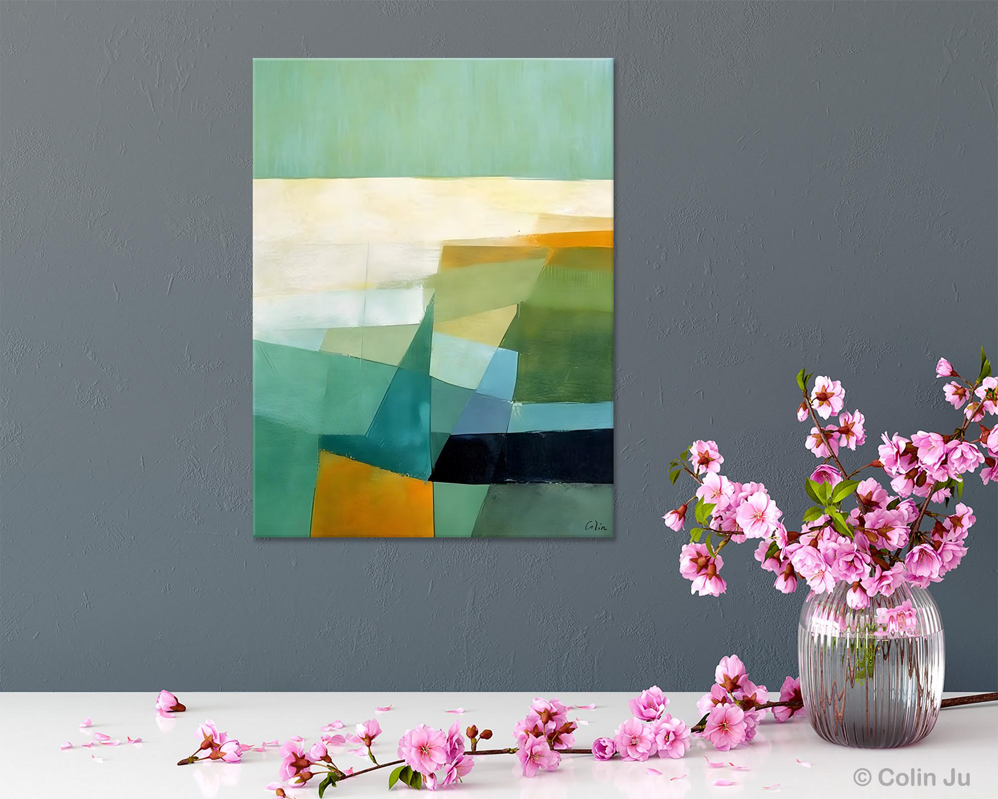 Abstract Modern Wall Art Painting - Original Geometric Canvas Artwork for Dining Room Decor - Contemporary Acrylic Canvas Paintings - Perfect for Home & Office Interior Design