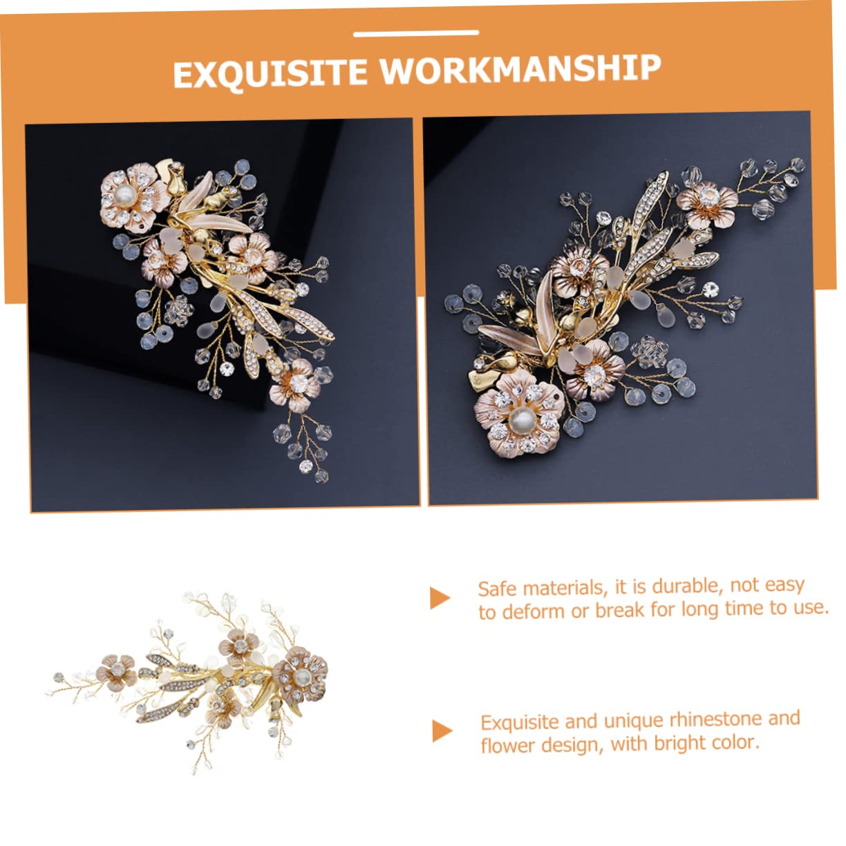 Minkissy Pearl Flower Bridal Hair Pins - Rhinestone Hair Clip for Wedding & Parties