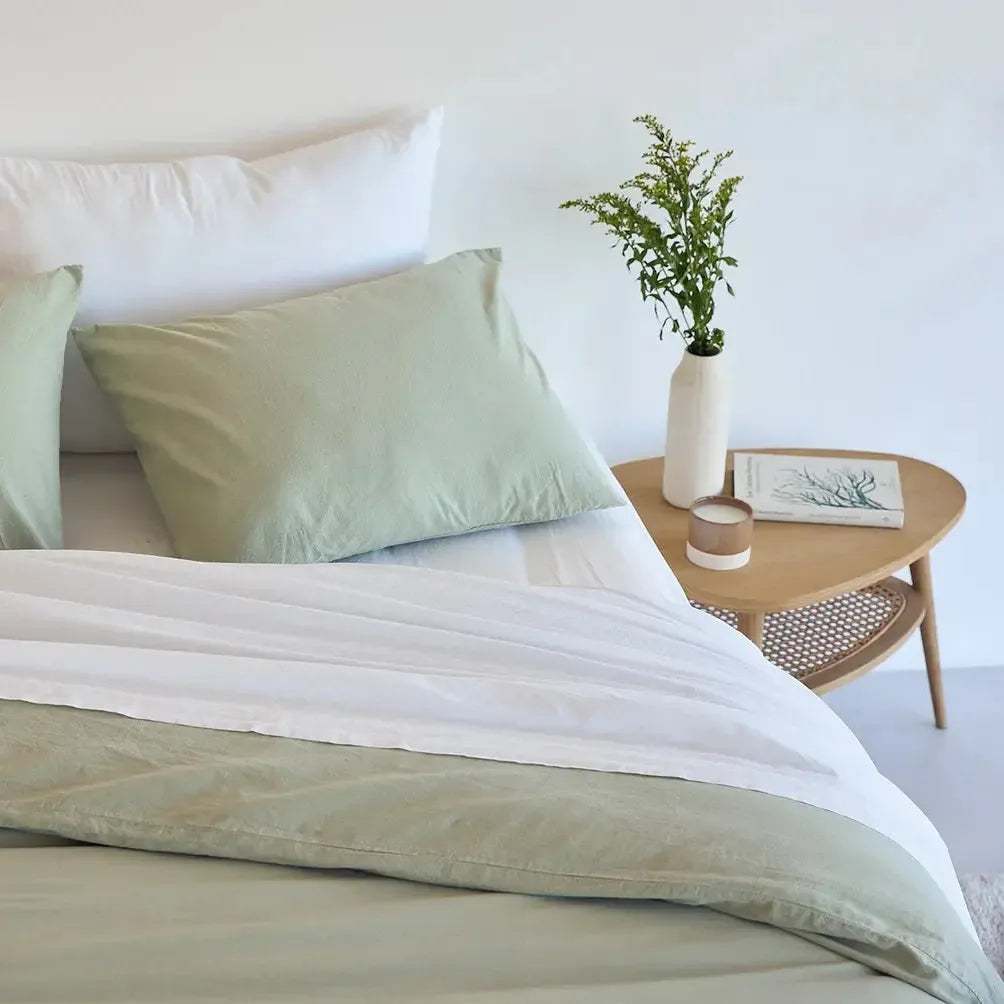 Tavira Washed Cotton Duvet Cover - Soft & Breathable Khaki Green Bedding Set for Queen/King Size - Perfect for Cozy Bedrooms & Guest Rooms