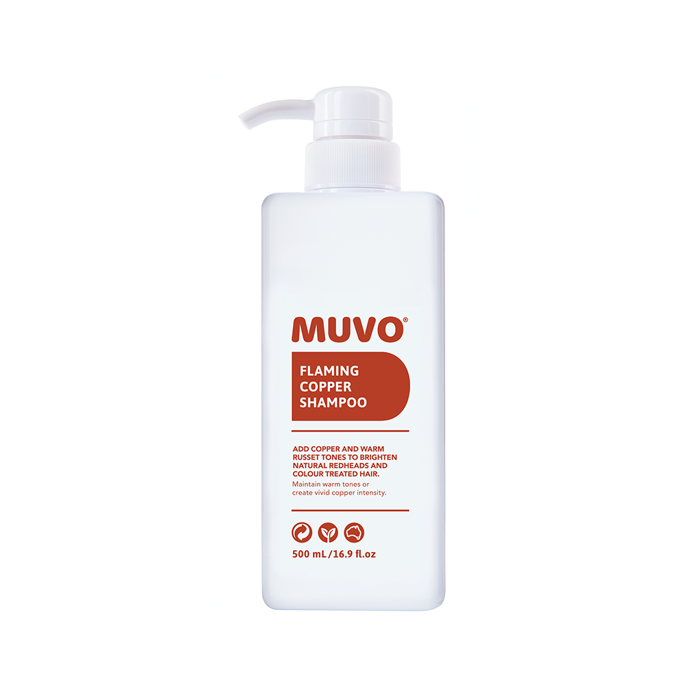Muvo Flaming Copper Shampoo for Color-Treated Hair - Sulfate-Free & Vegan Hair Care with Argan Oil - Perfect for Brunettes & Redheads to Enhance Shine at Home or Salon