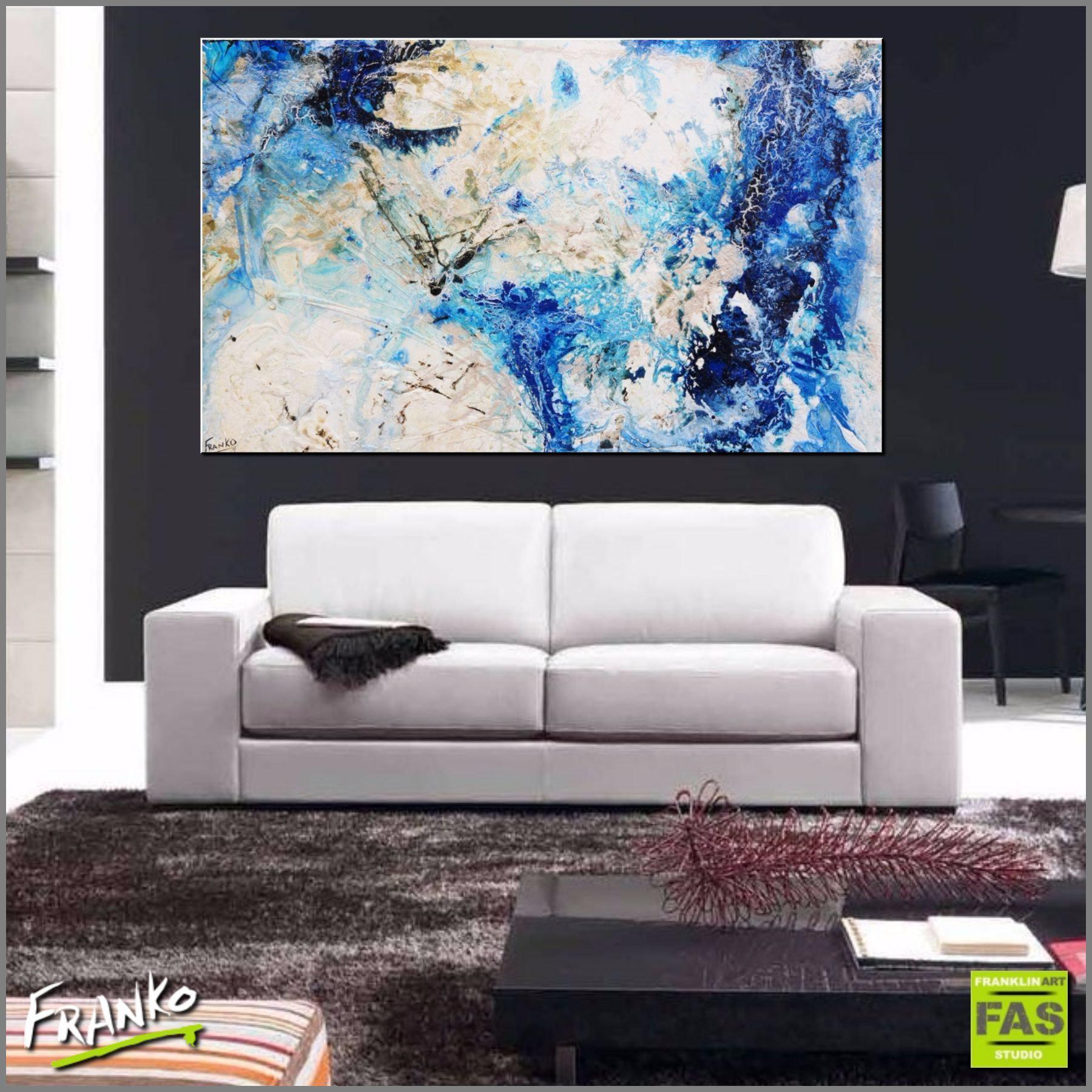 Blue Tidal 160cm x 100cm Blue Abstract Canvas Wall Art - Modern Home Decor for Living Room, Bedroom & Office