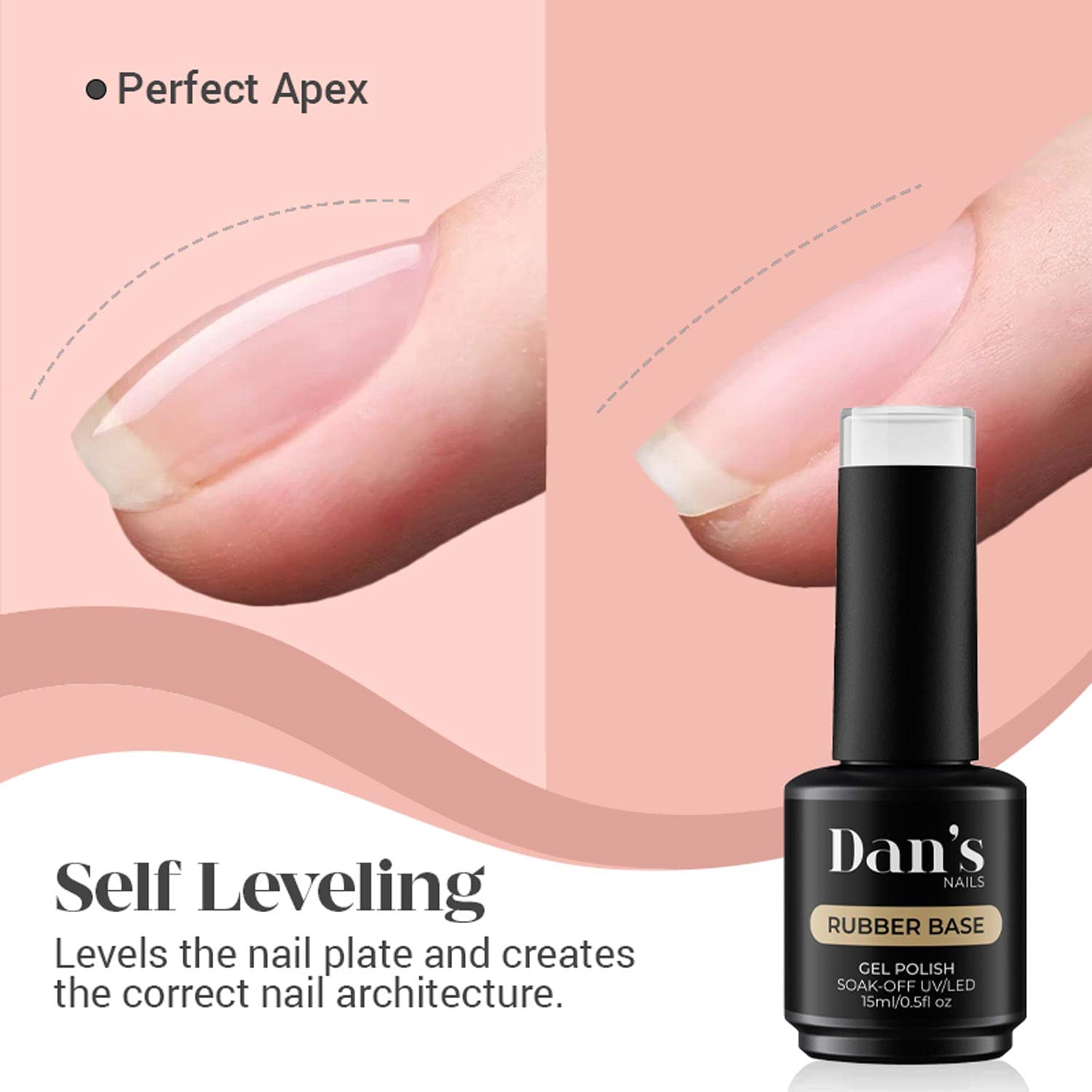 Dan's Nails Professional Rubber Base Gel Coat Set - Soak Off UV/LED Lamp Nail Manicure Kit with Mocha Flakes | At-Home & Salon Nail Art Enhancement for Strong, Long-Lasting Manicures