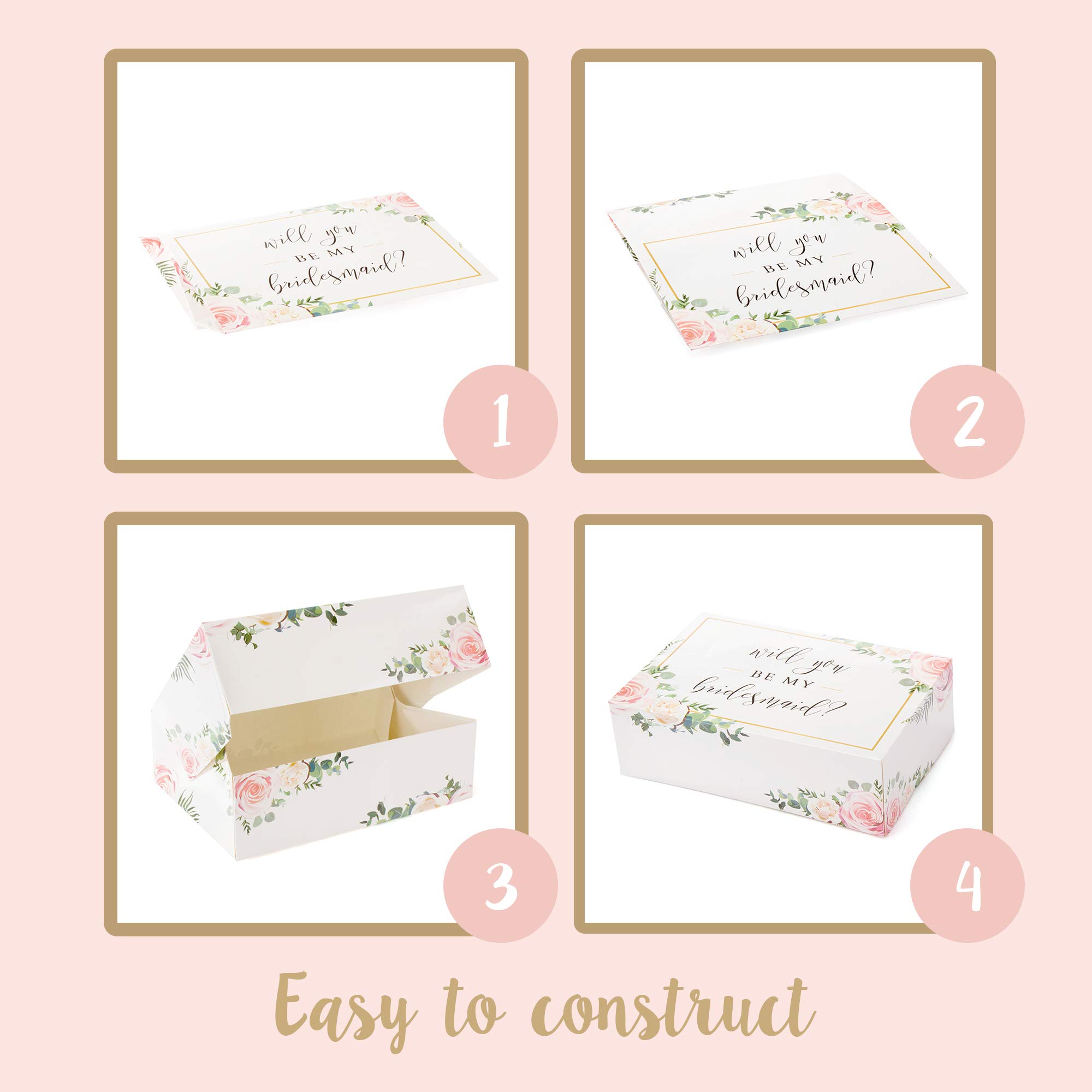 Bridesmaid Proposal Box Set (10 Pack) - 1 Maid of Honor Box & 9 Bridesmaid Proposal Boxes | Floral Wedding Party Gift Boxes for Bridesmaids, Bachelorette Parties & Wedding Planning