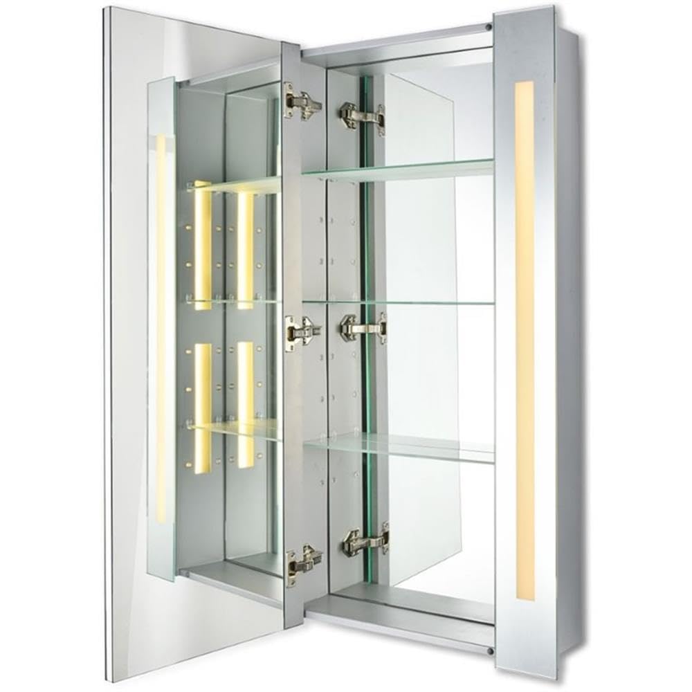 Elegant Rectangle Medicine Cabinet with 20W LED Lighting - Bathroom Mirror Storage Organizer for Makeup & Essentials | Perfect for Modern Home Decor, Vanity & Bathroom Organization