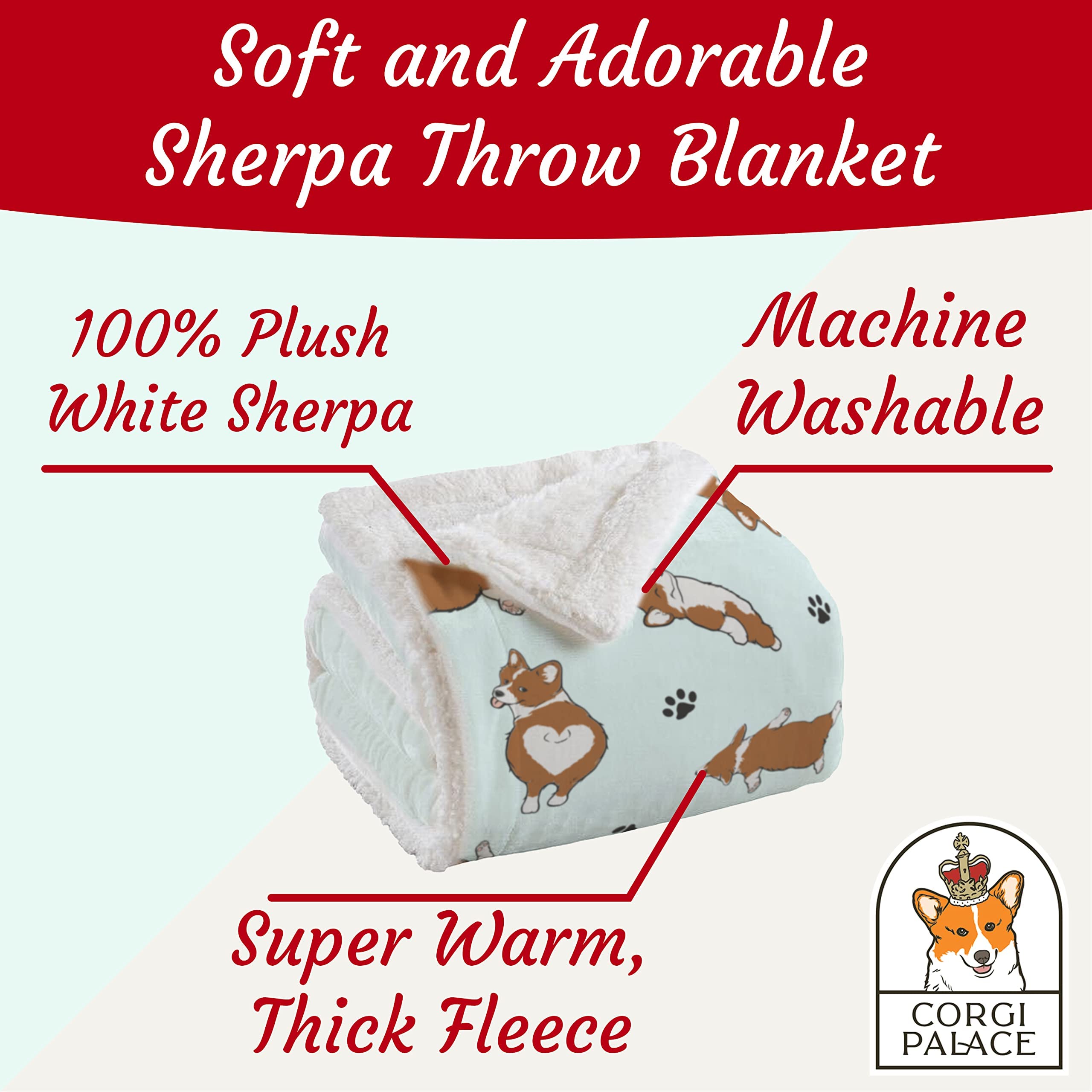 Corgi Sherpa Blanket - Ultra Soft Fluffy Throw Blanket with Adorable Corgi Design | Perfect Gift for Dog Lovers | Cozy Home Decor for Bed, Sofa & Winter Nights