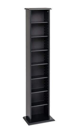 Black Slim Multimedia Storage Tower - Compact & Stylish Organizer for DVDs, CDs, Games | Perfect for Home, Office & Entertainment Centers